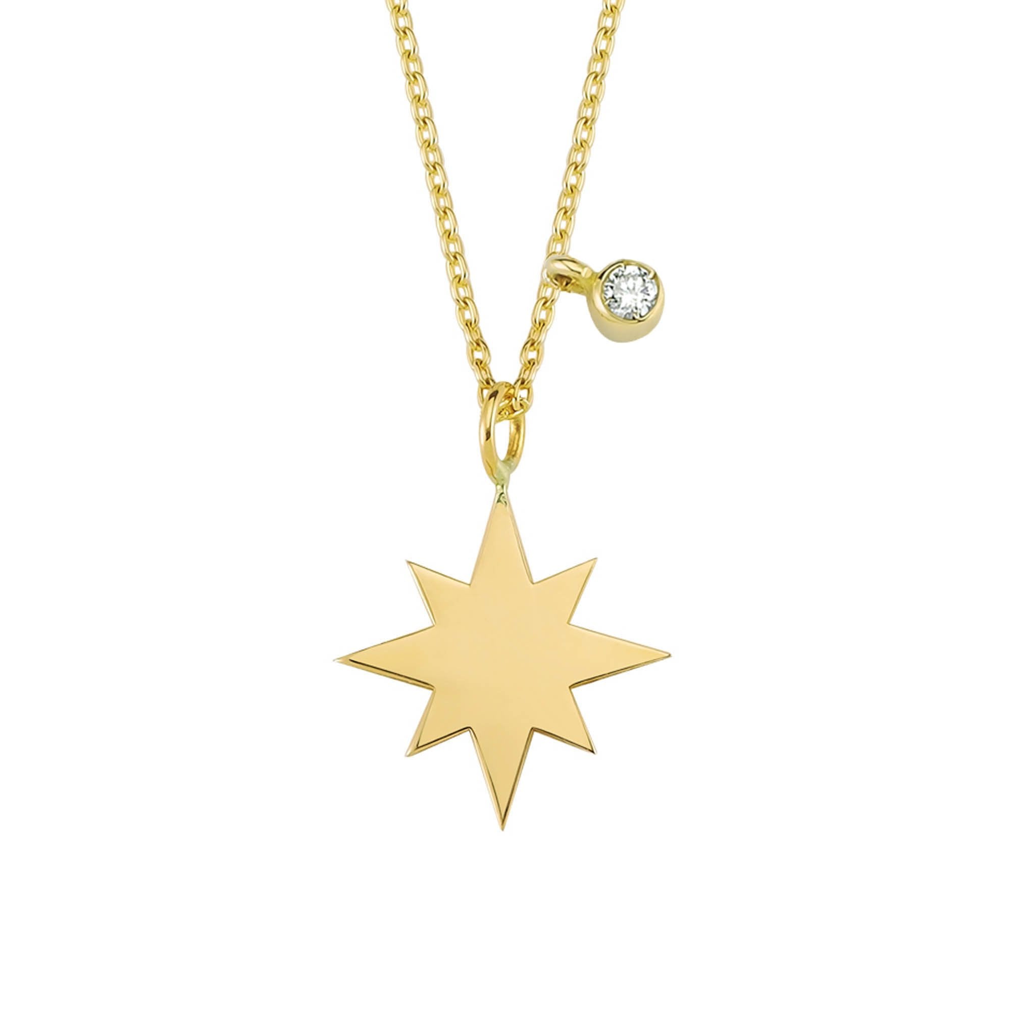 Dainty 14kt Diamond Sunbeam Charm Necklace