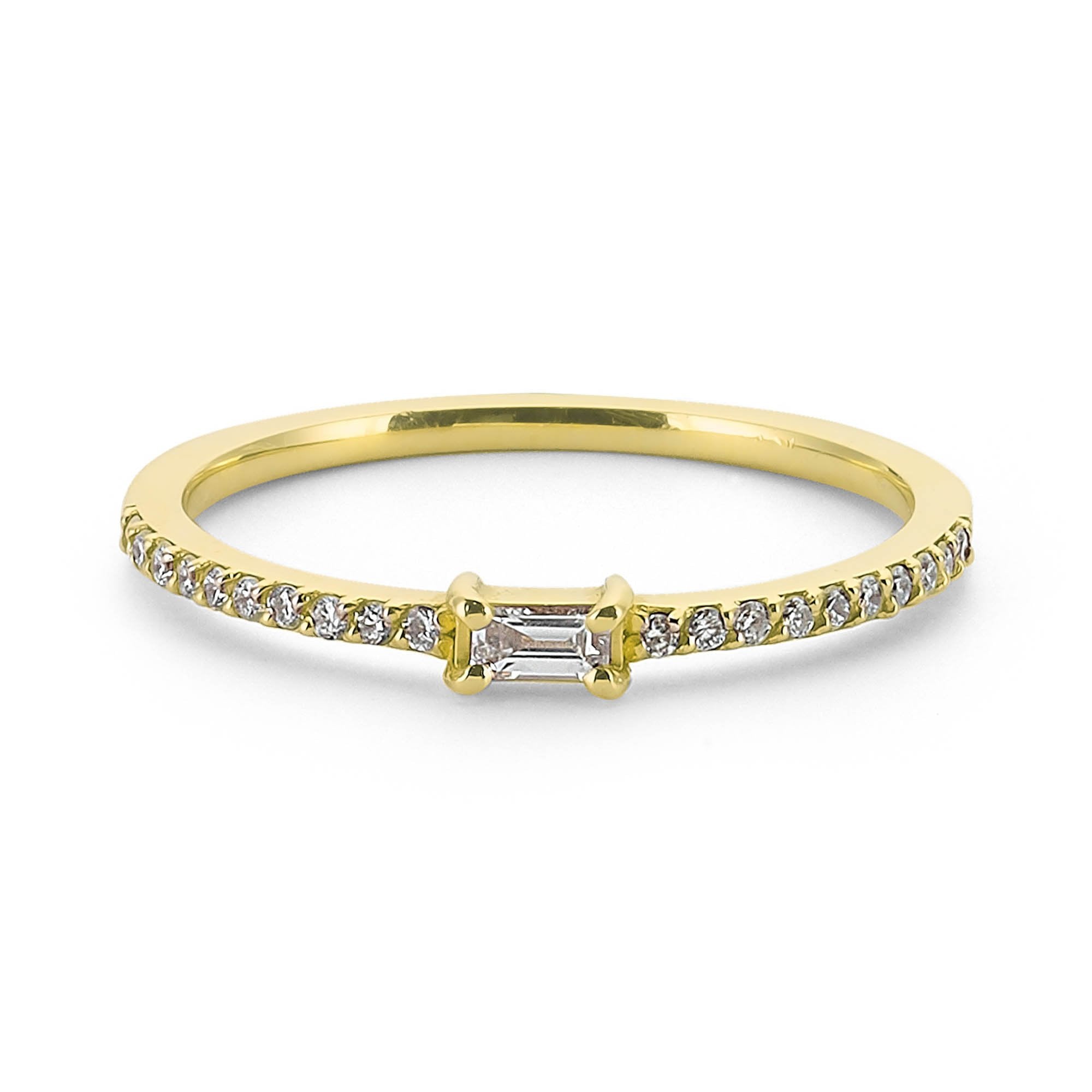 Dainty Baguette and Round Diamond Ring for Everyday
