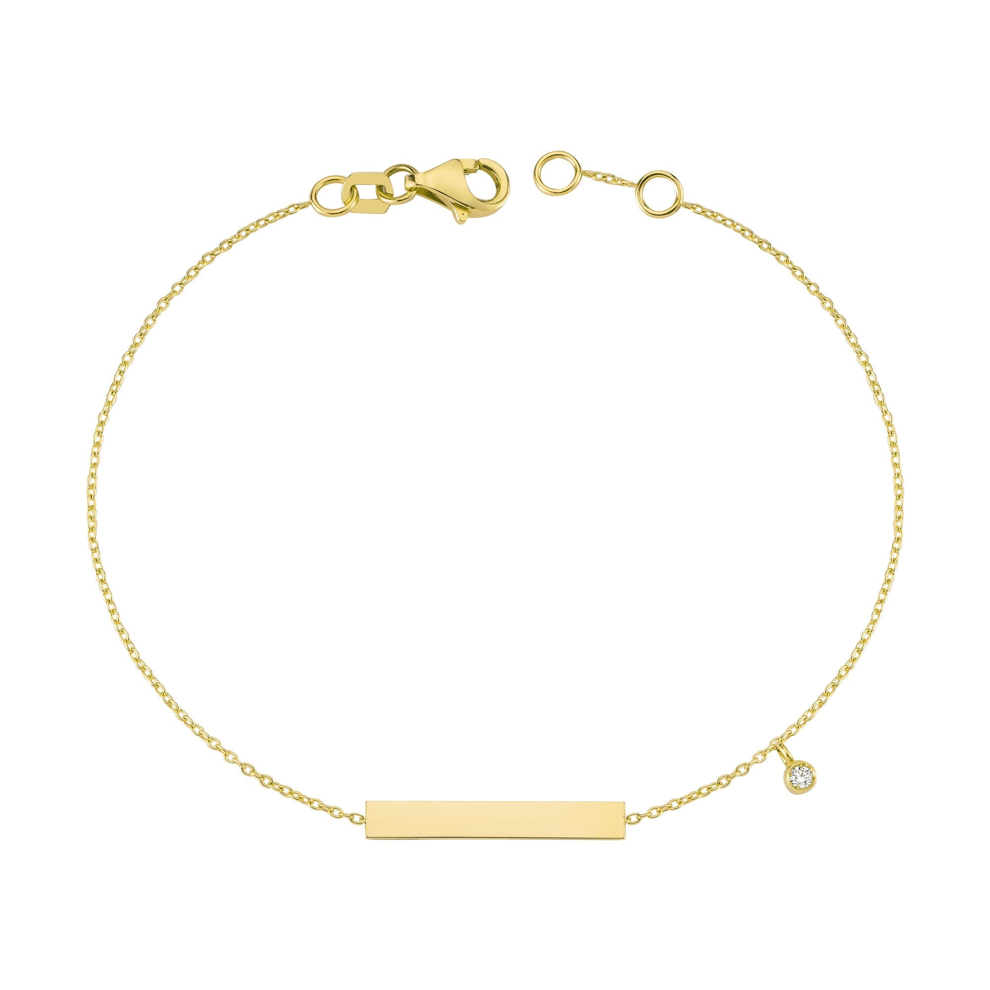 Dainty Bar Bracelet with Real Gold and Diamond