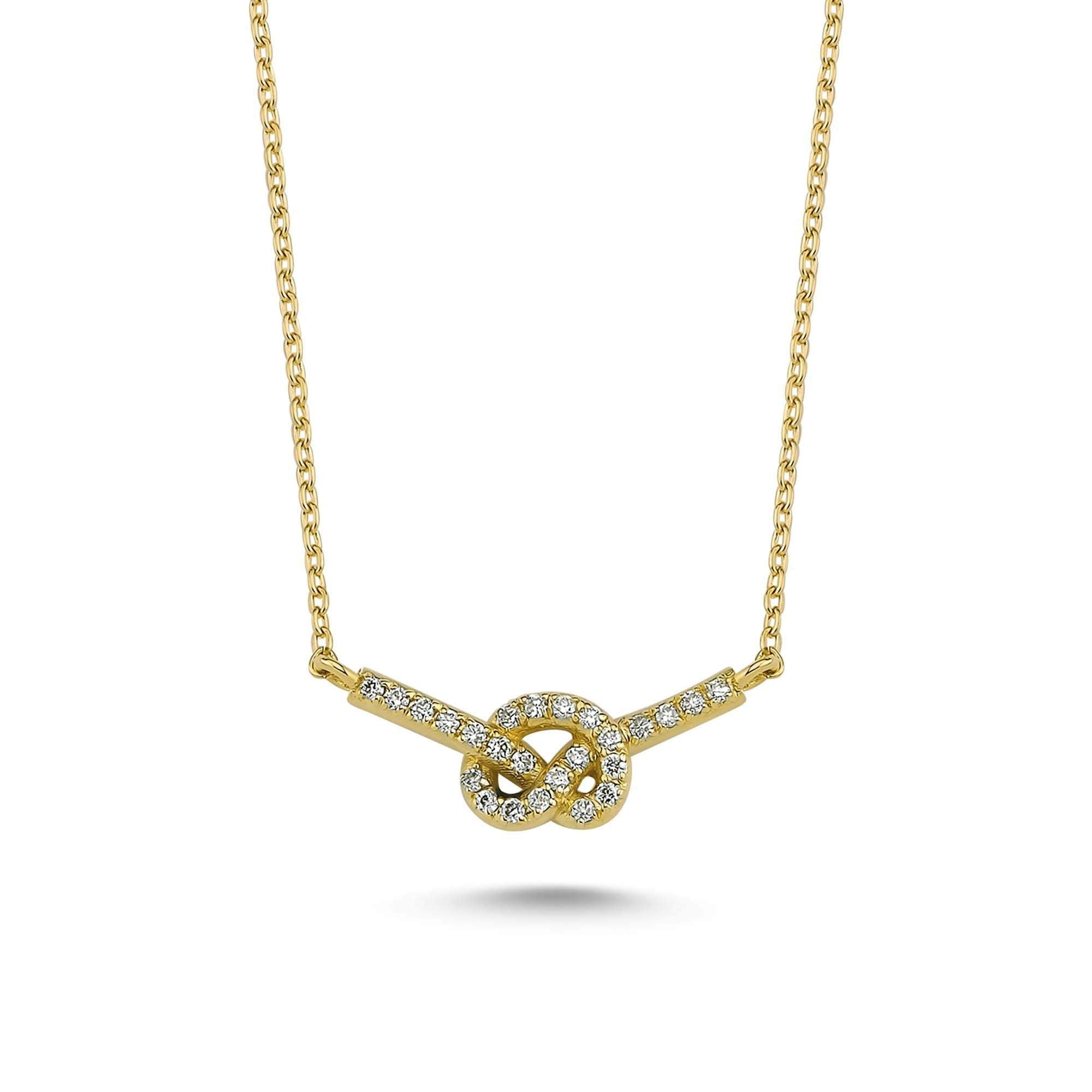 Dainty Diamond Knot Choker Necklace with Pave Diamond
