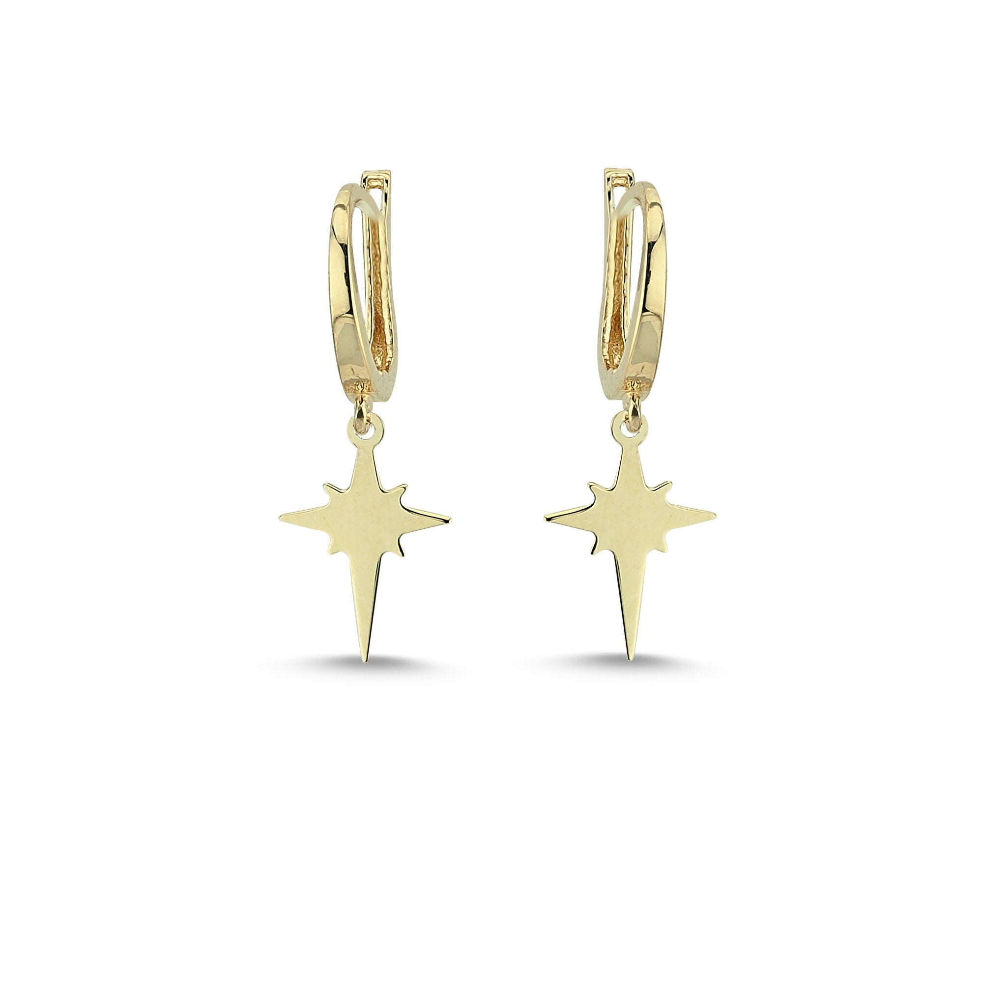 Dainty Gold Starburst Dangle Earrings