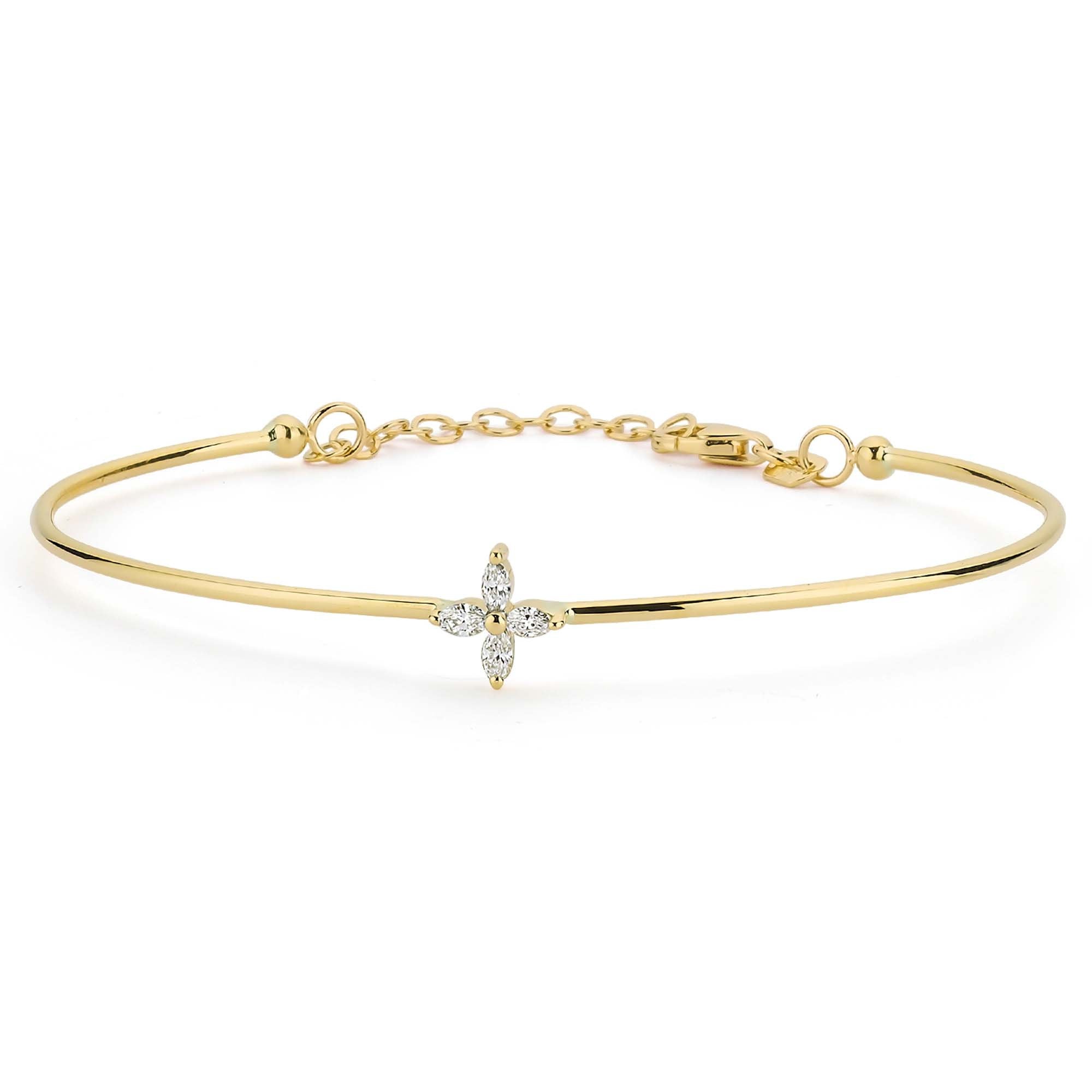 Dainty Marquise Cut Diamond Bangle with Adjustable Chain