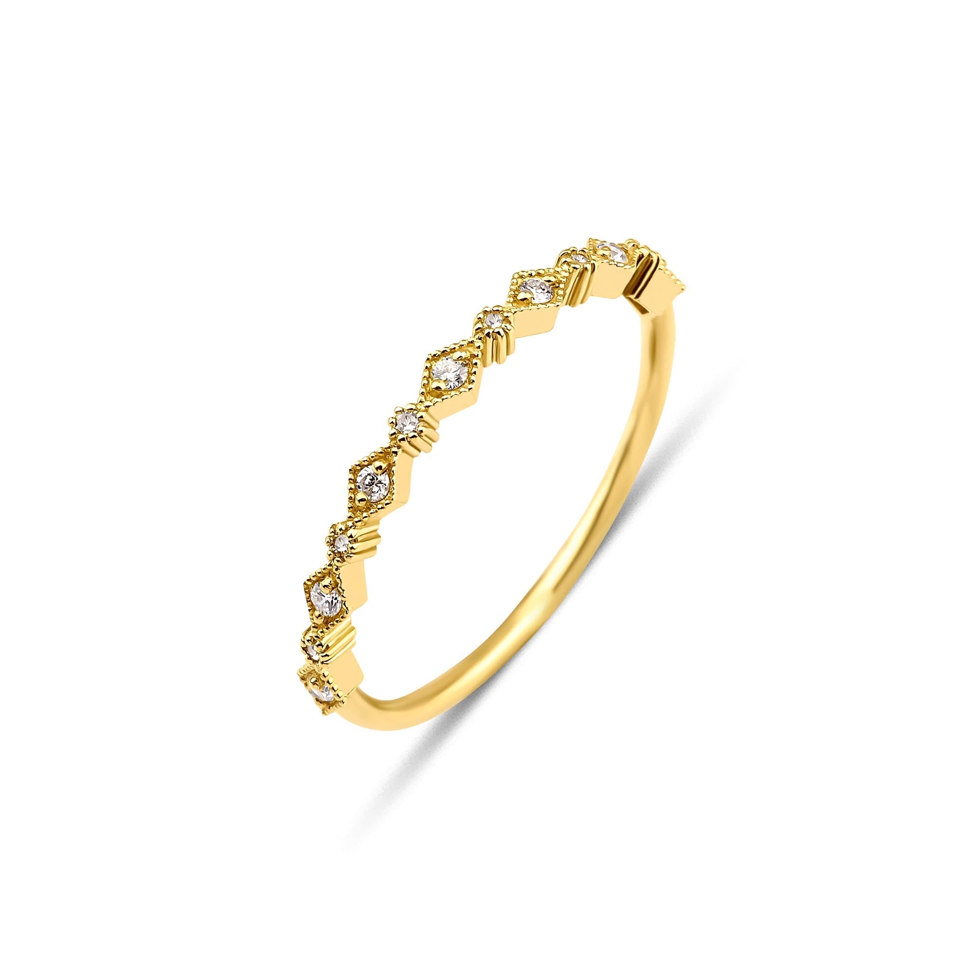 Dainty Milgrain Diamond Ring