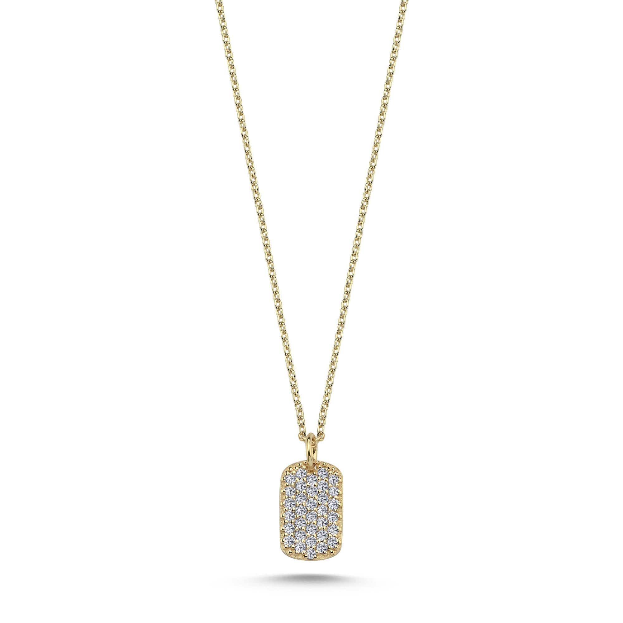 Dainty Pave Tag Necklace with Diamond