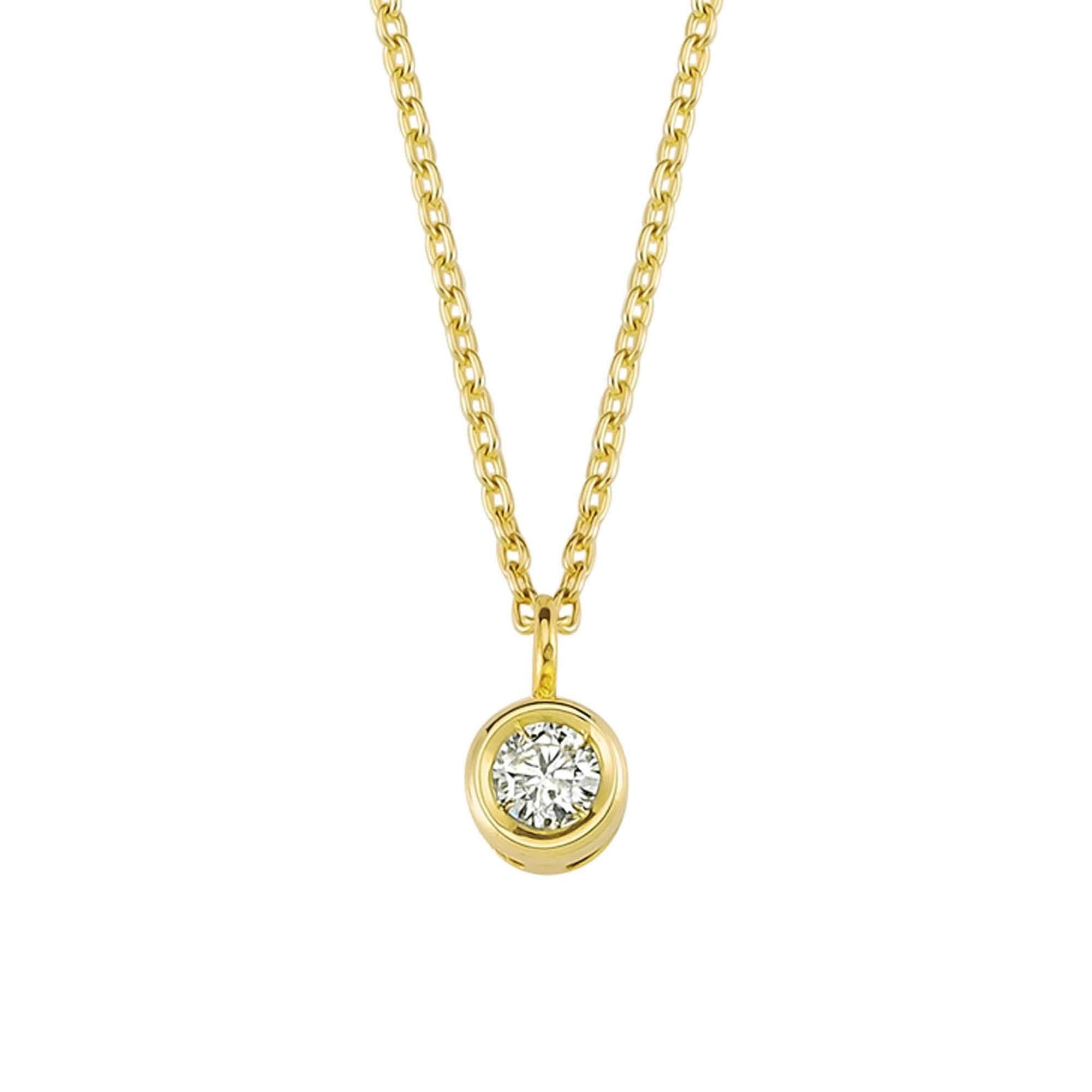 Dainty Single Diamond Charm Necklace with Bezel Set