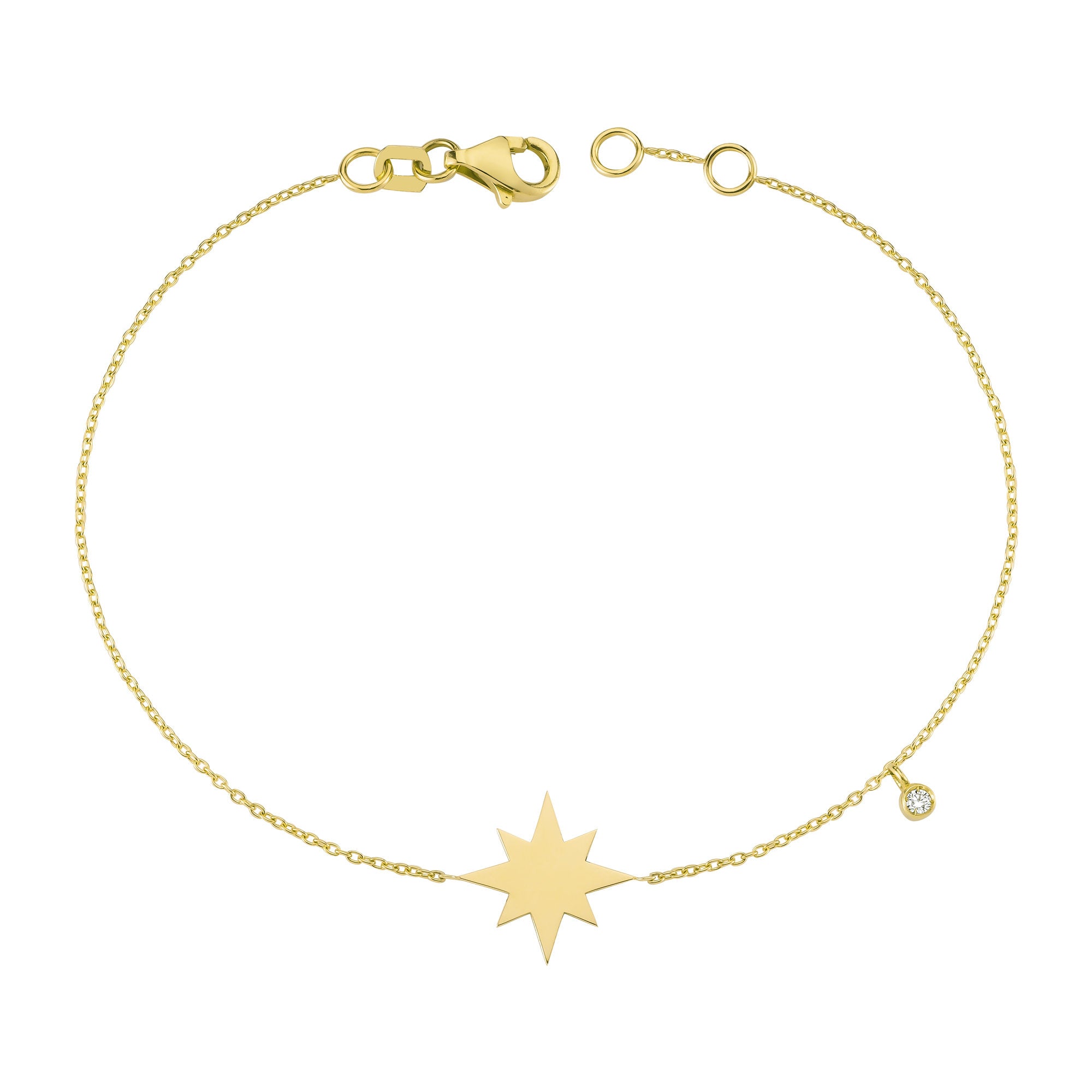 Dainty Starburst Charm Bracelet with Genuine Diamond