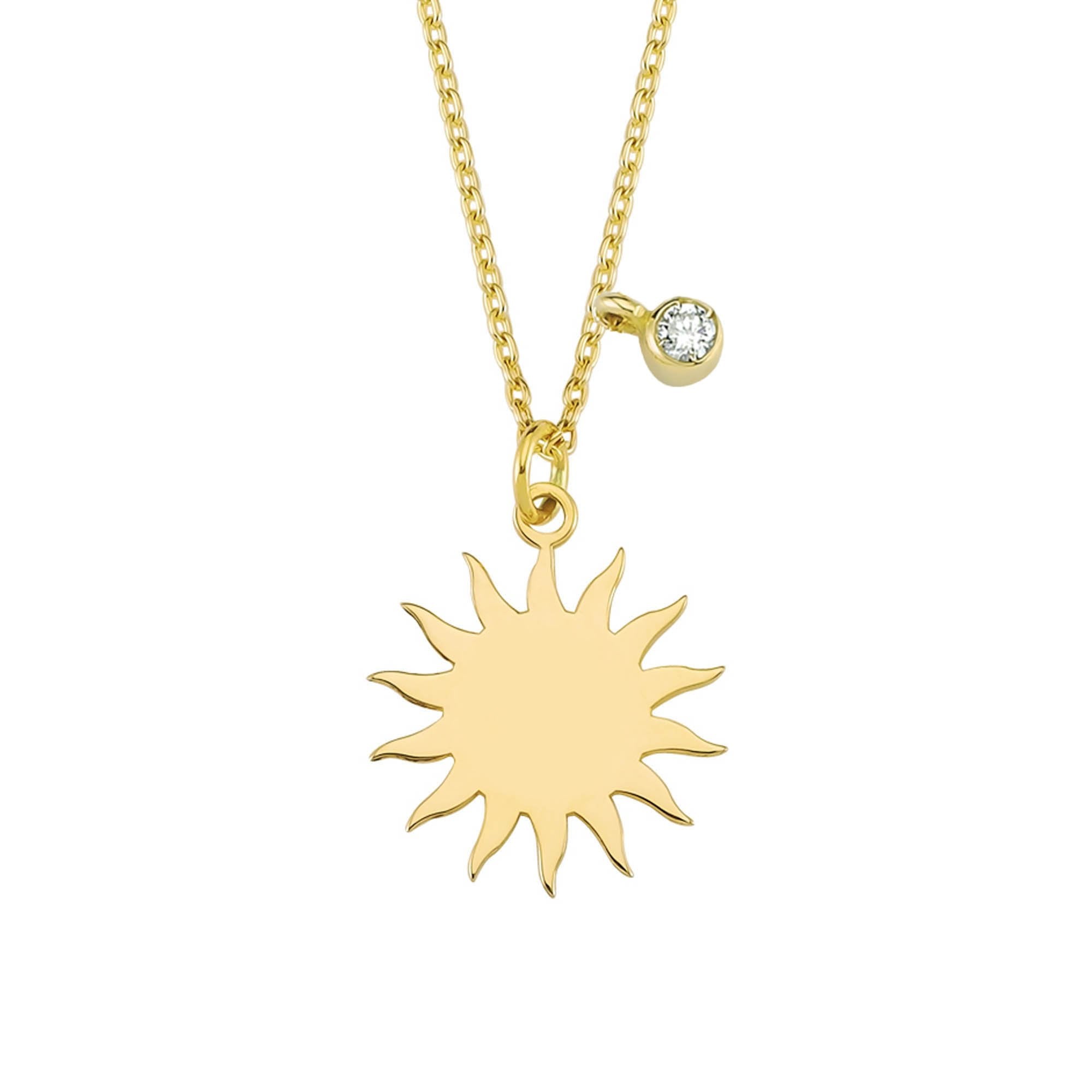 Dainty Sunlight Charm Necklace with Diamond