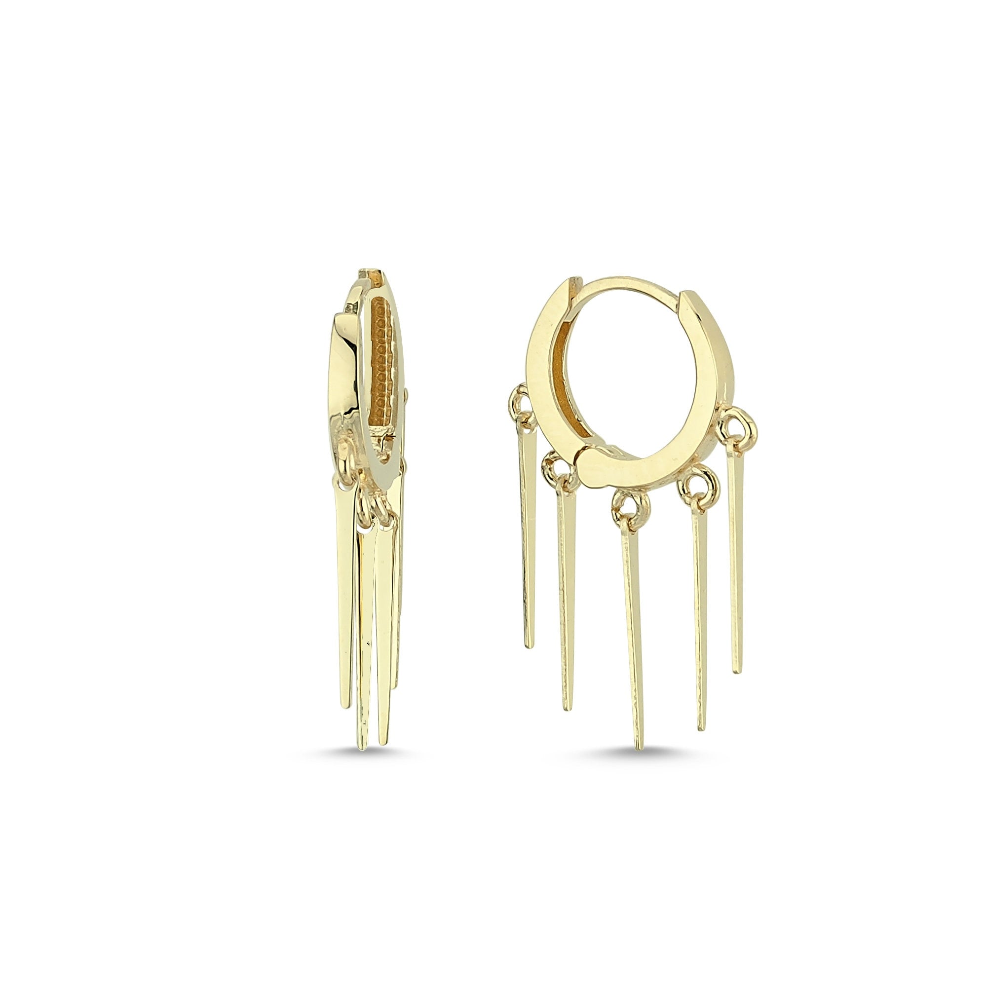 Dangle Bar Hoop Earrings in Real Gold