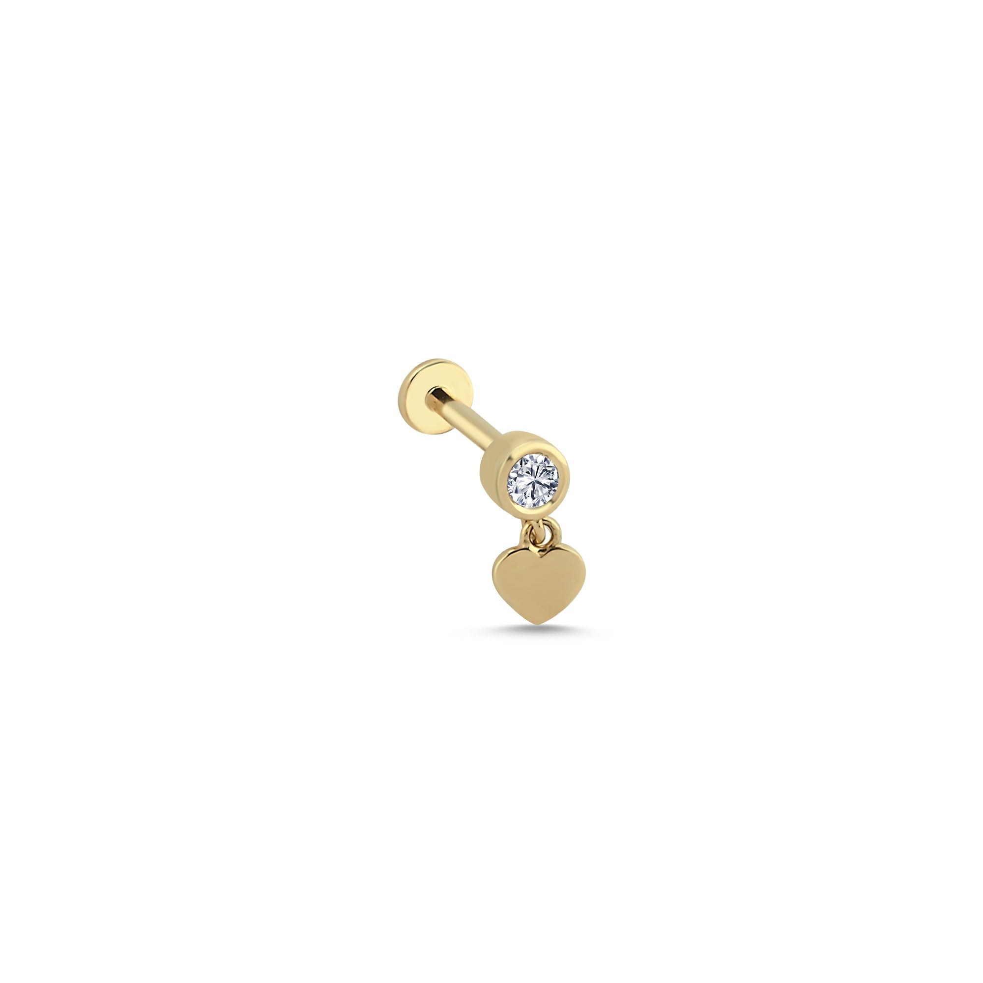 Dangle Bezel Diamond Heart Tragus Earring
