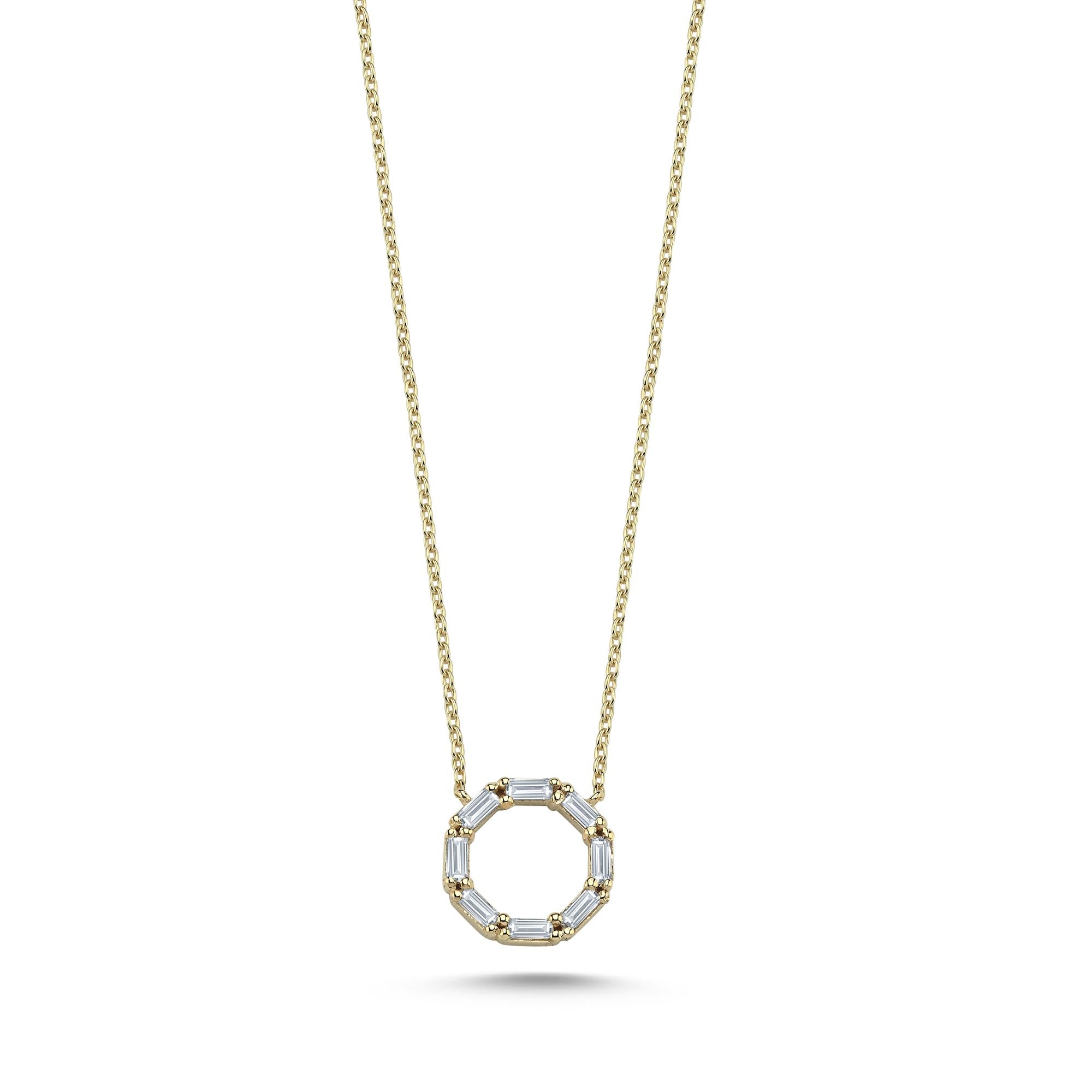 Delicate Bagutte Diamond Round Necklace