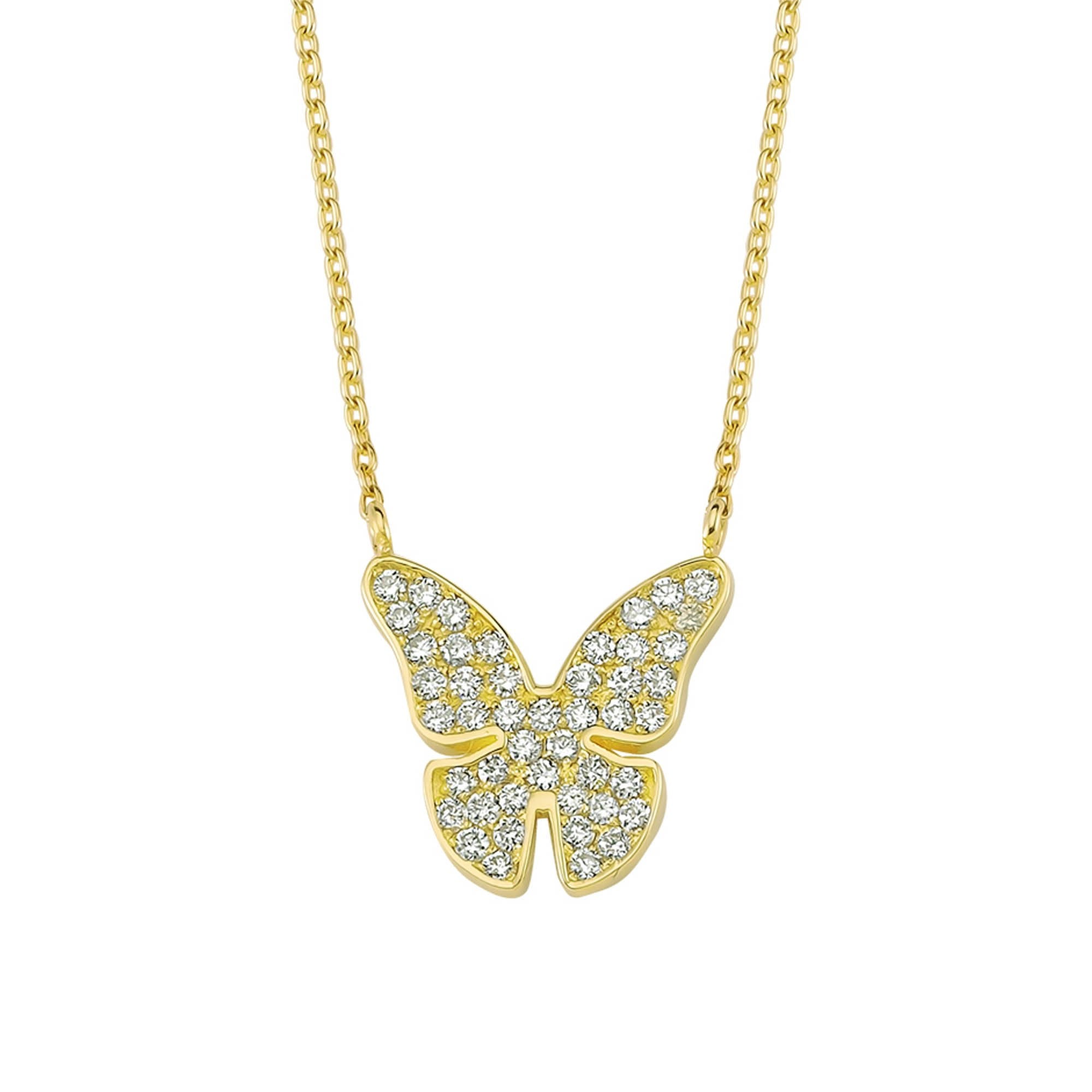 Delicate Butterfly Necklace with Small Diamond in Gold
