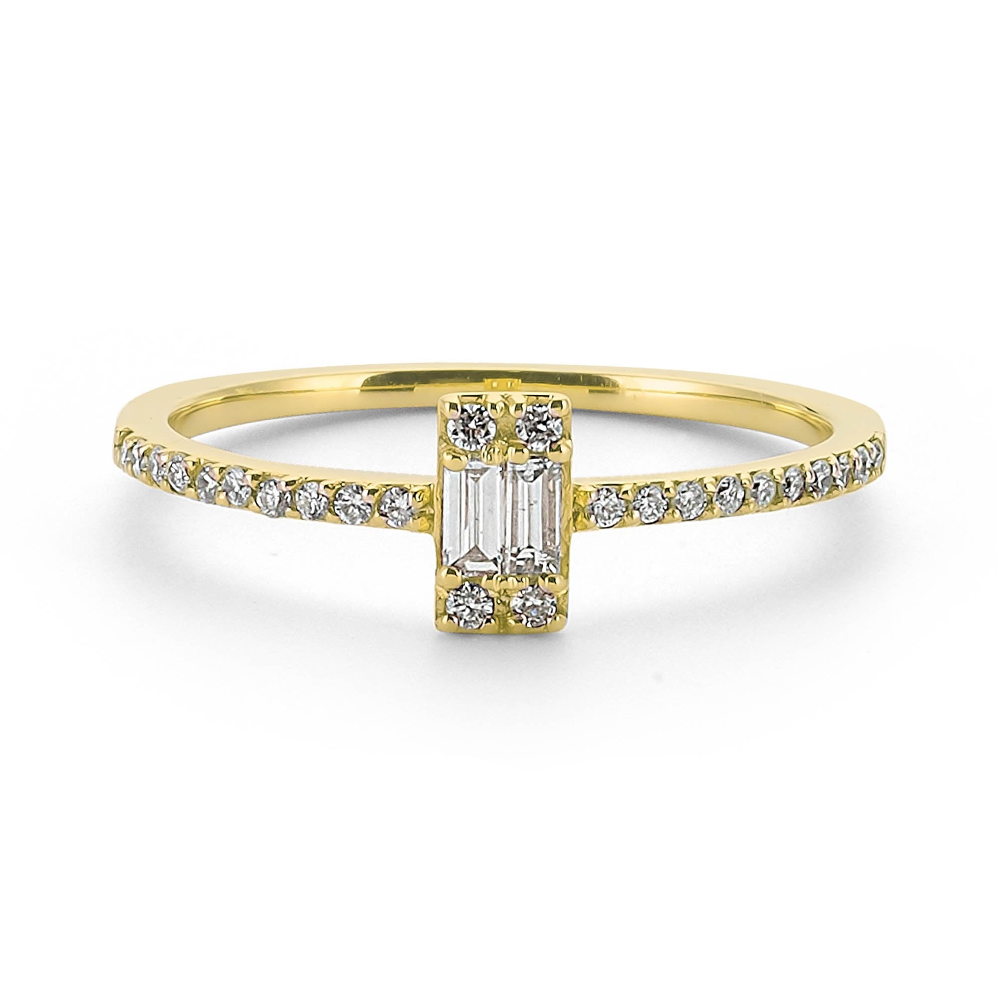 Delicate Diamond Rectangular Ring in Yellow Gold