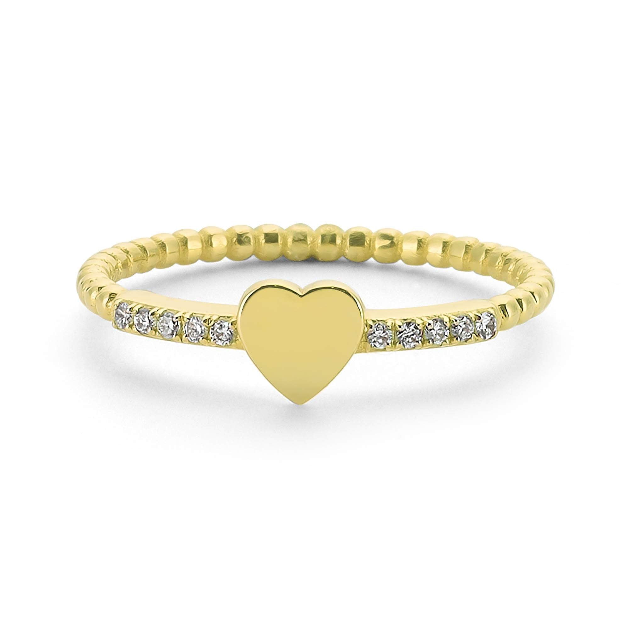 Delicate Gold Heart Ring with Diamond