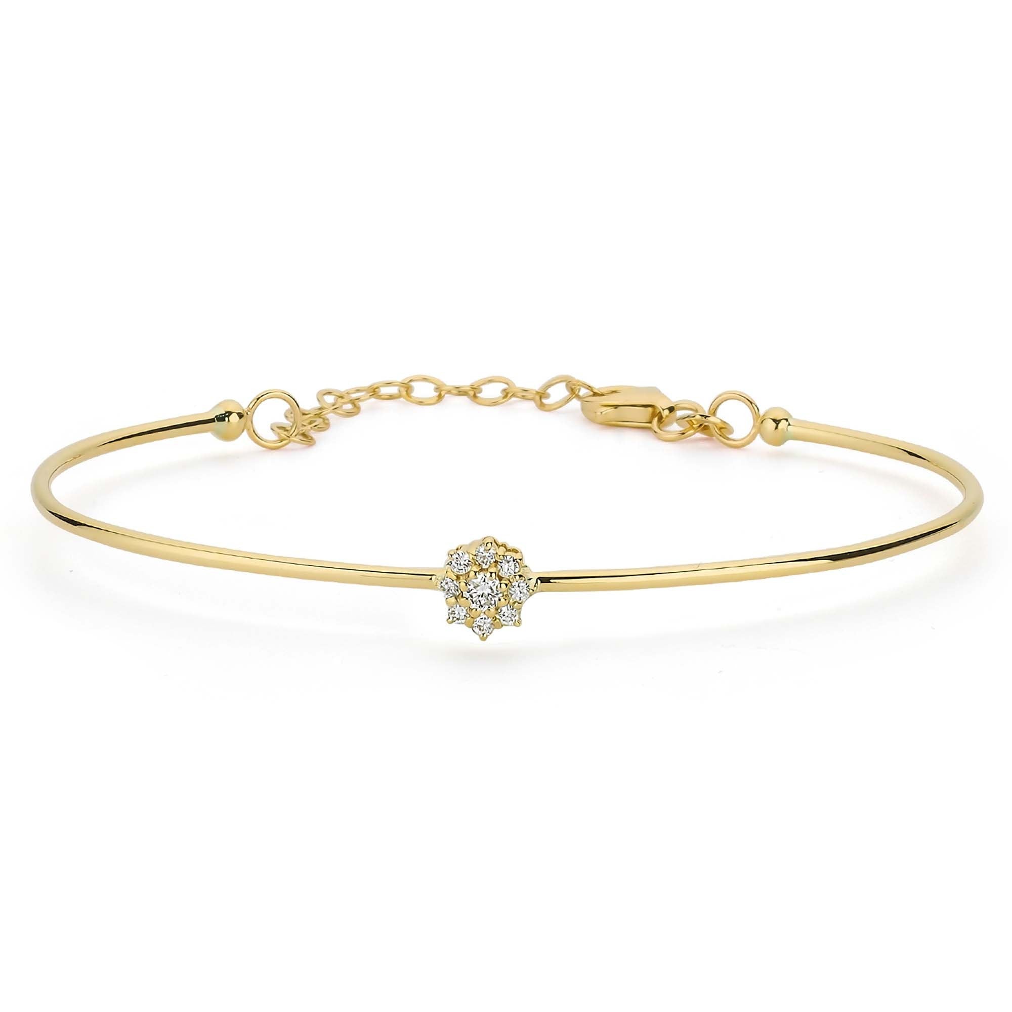 Delicate Round Diamond Bangle in Gold