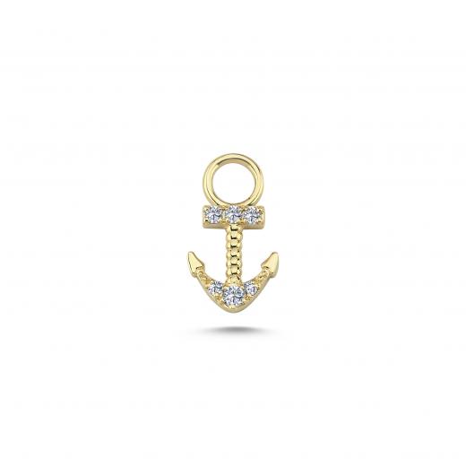 Diamond Anchor Charm in 14k Gold