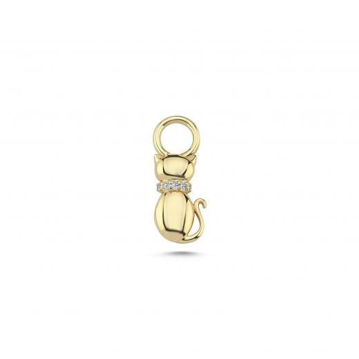 Diamond Cat Charm in 14k Gold