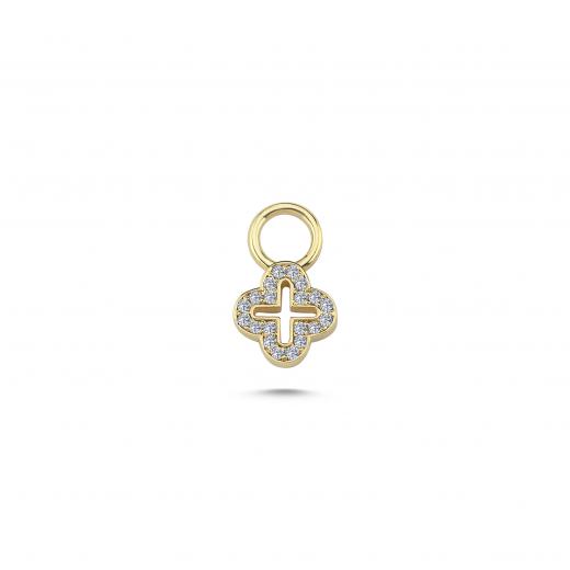 Diamond Clover Charm in 14k Gold