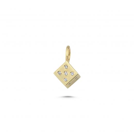 Diamond Dice Charm in Gold