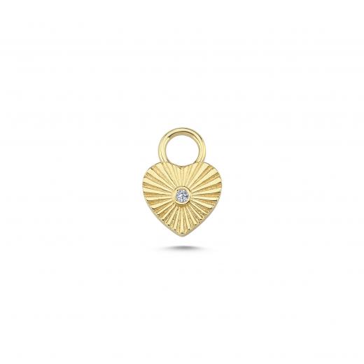 Diamond Heart Charm in Real 14k Gold