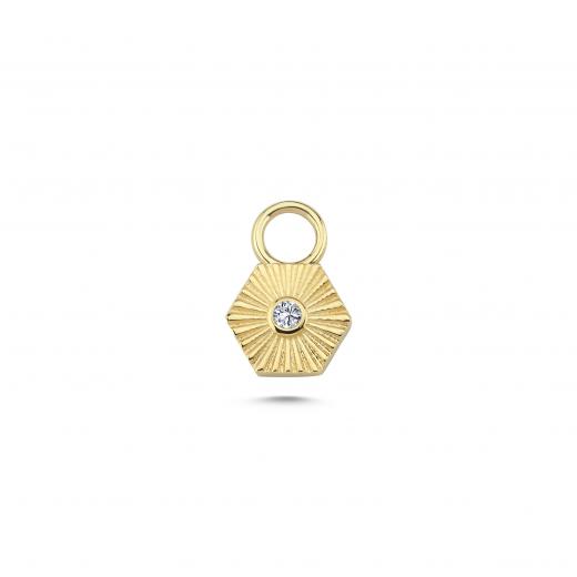Diamond Hexagon Charm in 14k