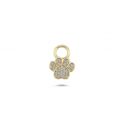 Diamond Paw Charm in 14k Gold