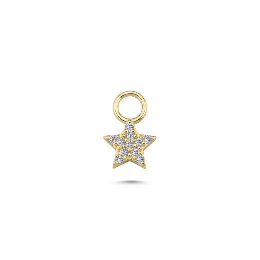 Diamond Star Charm ing 14k Solid Gold
