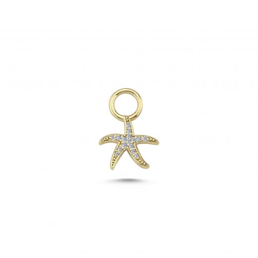 Diamond Starfish Charm in Gold
