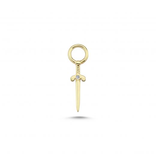 Diamond Sword Charm in 14k Gold