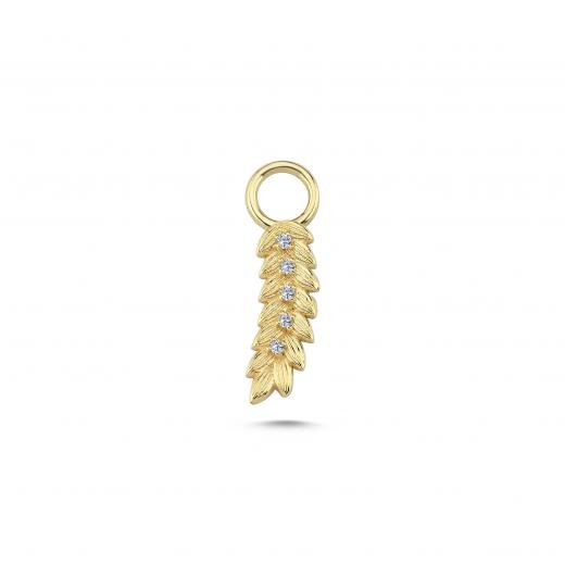 Diamond Wheat Charm in 14k Gold