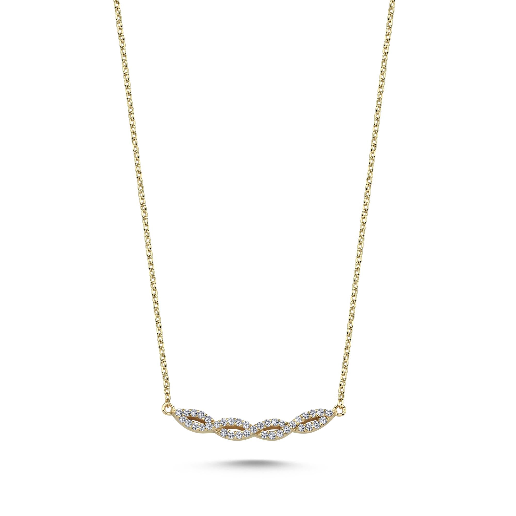 Diamond Braided Necklace in 14k Gold