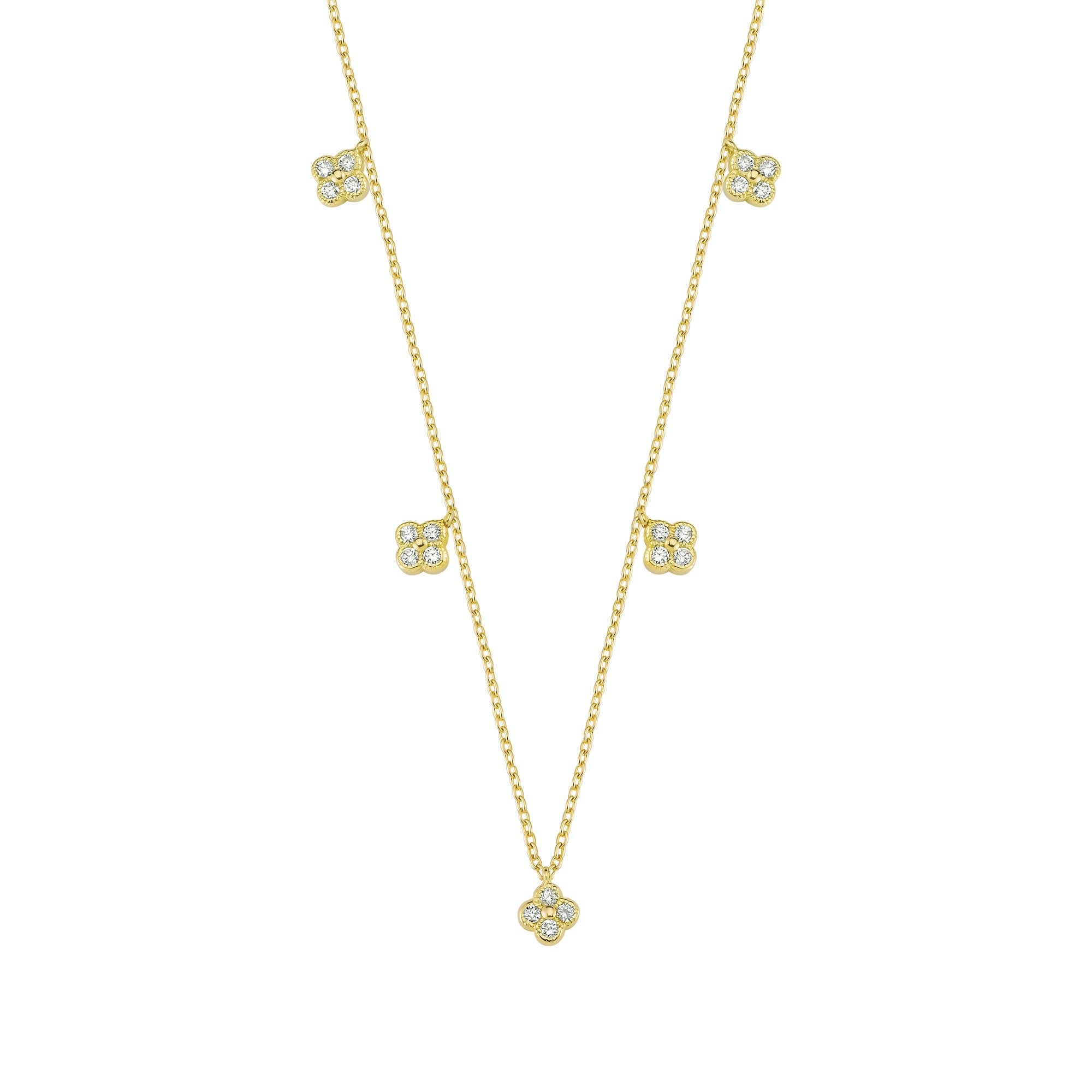 Diamond by the Yard Choker Necklace with Tiny Clover Charm