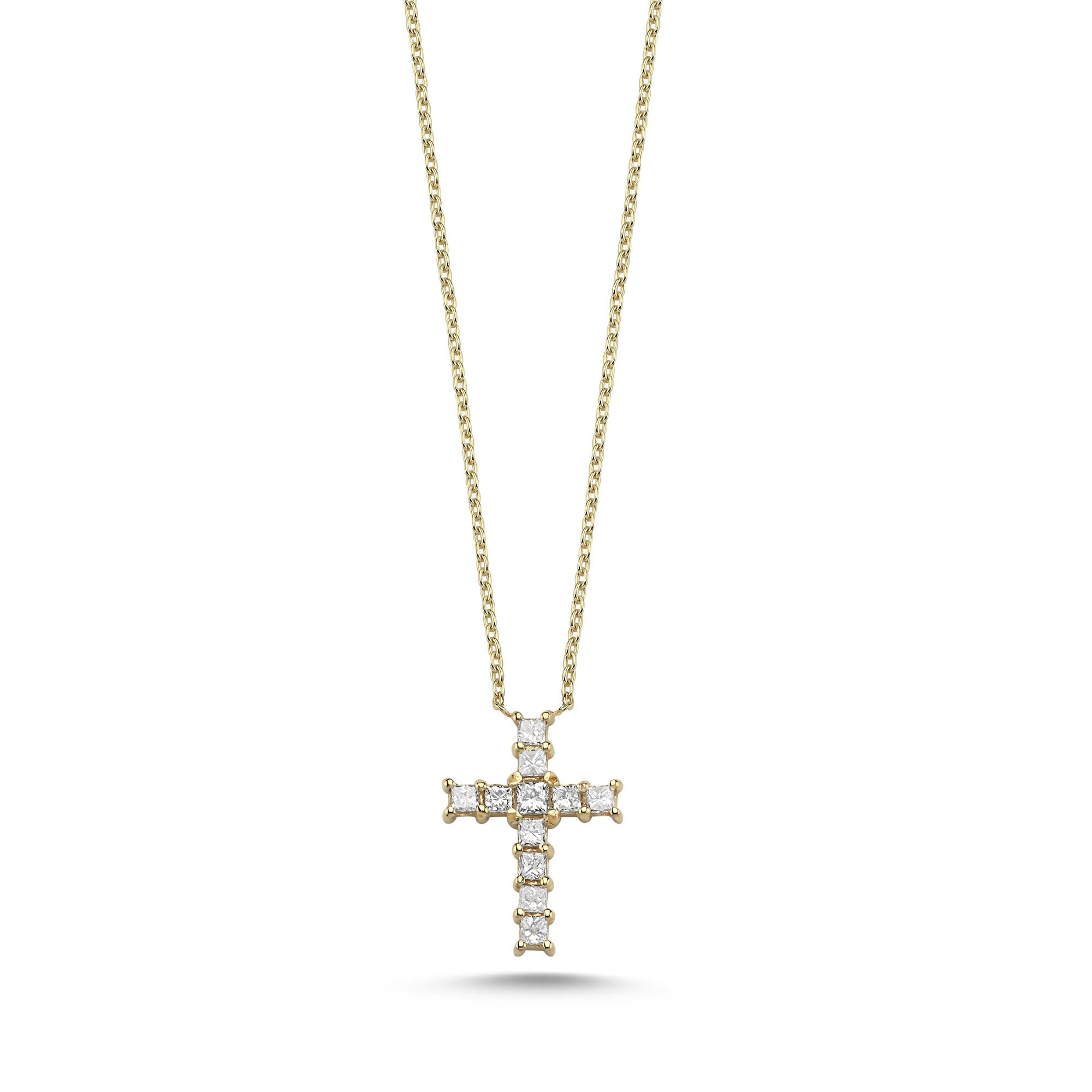 Diamond Cross Necklace in 14k