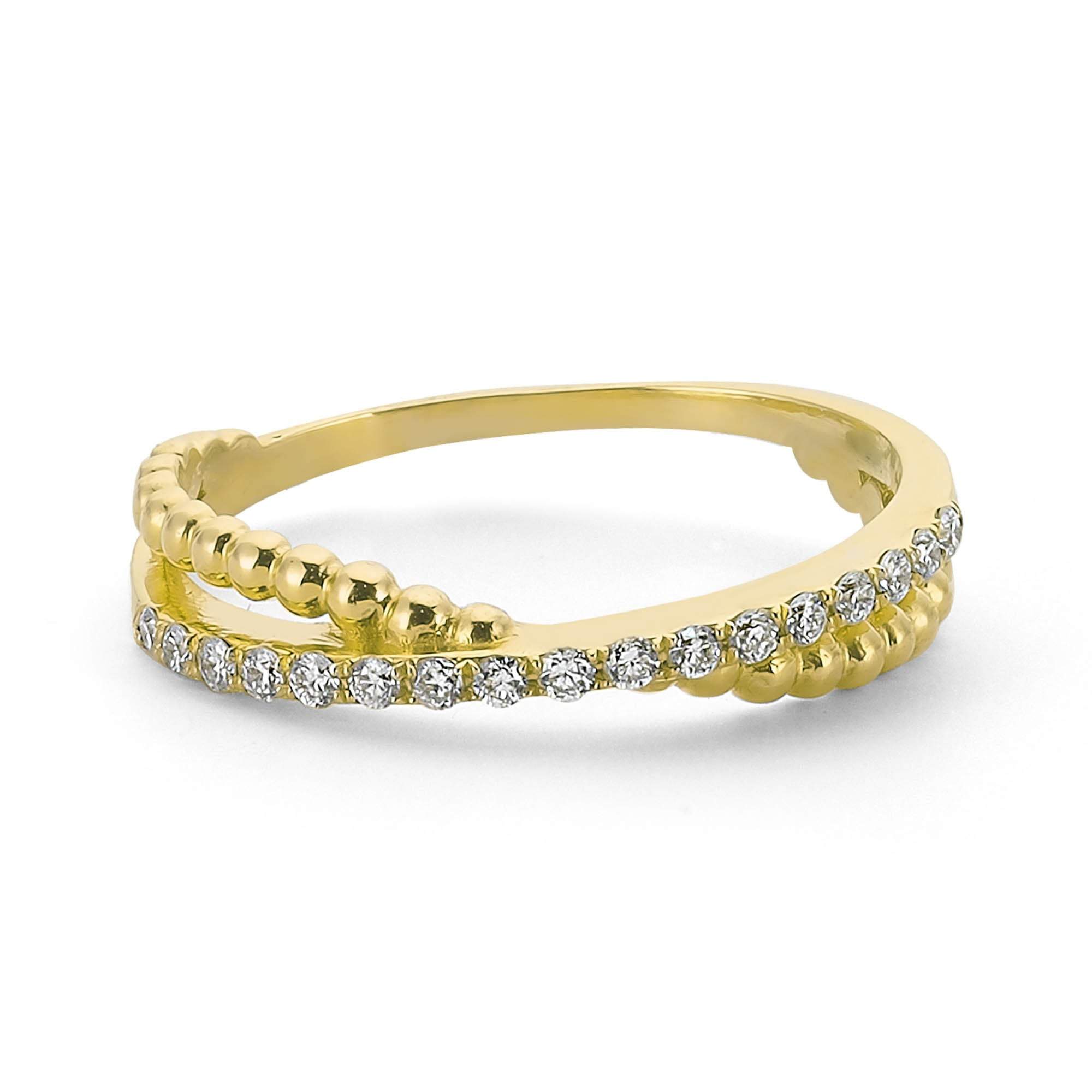 Diamond Crossover Stacking Ring in Gold