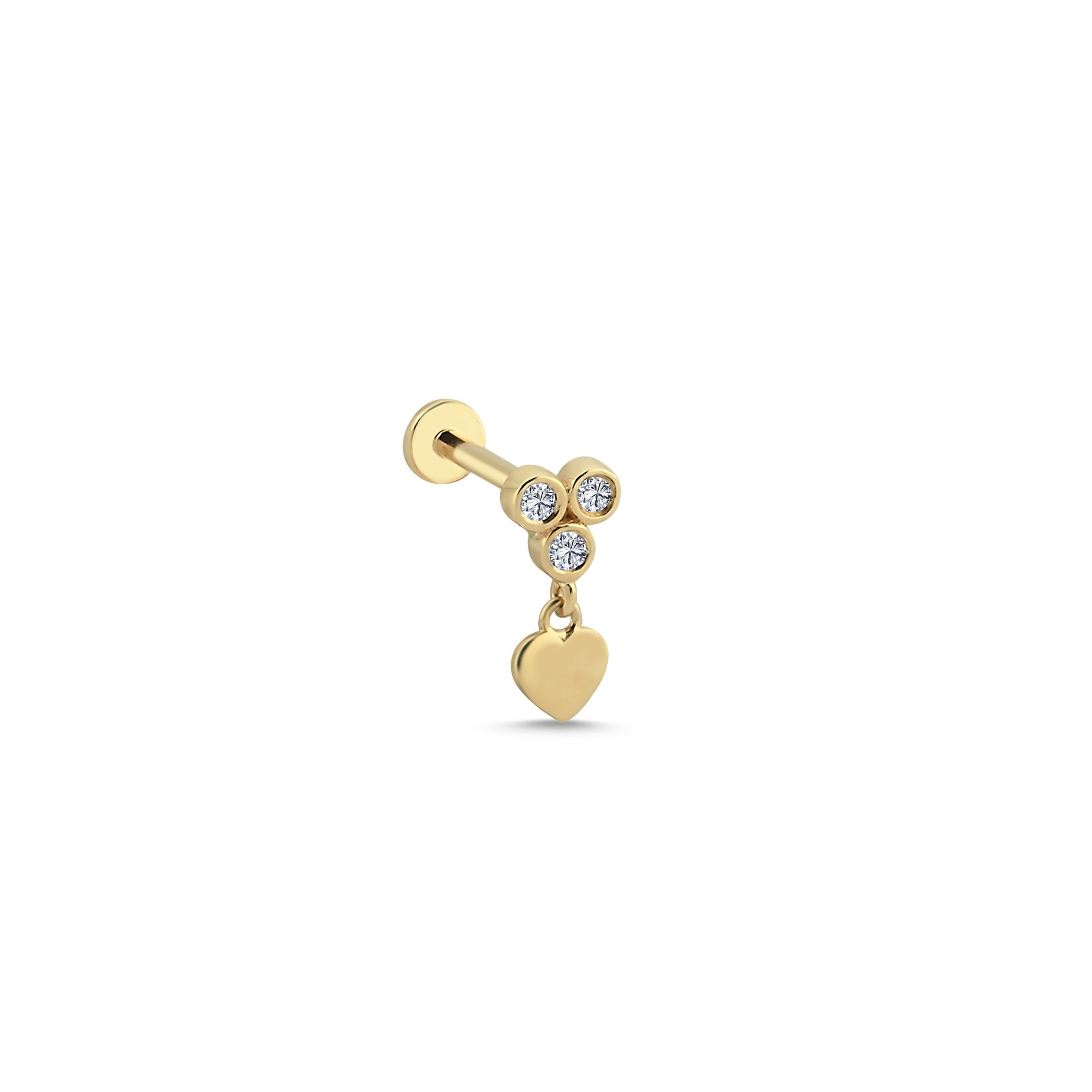 Diamond Dangle Heart Tragus Earring