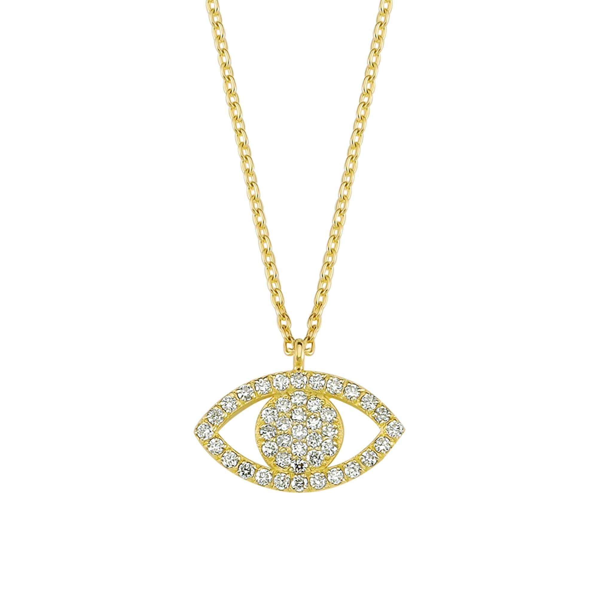 Diamond Evil Eye Protection Pendant Necklace