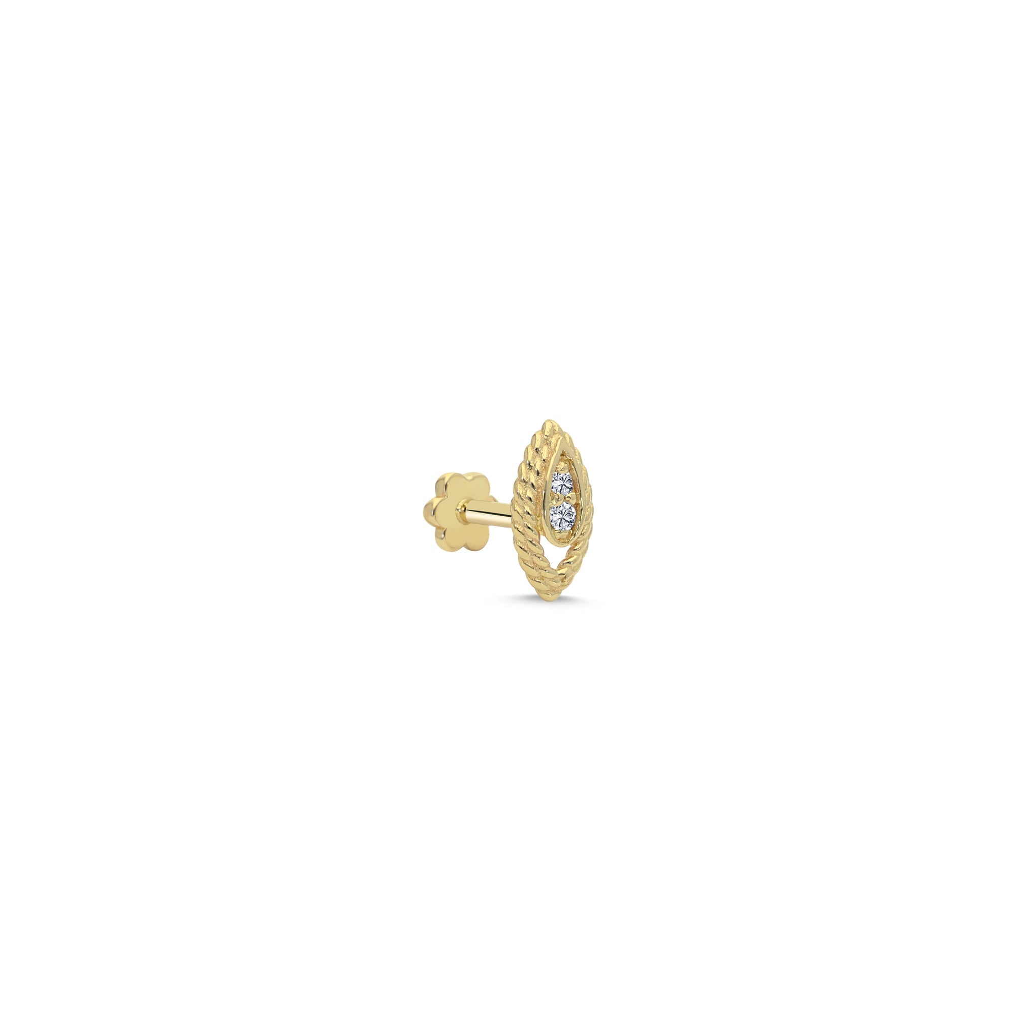 Diamond Evil Eye Tragus Earring in Gold