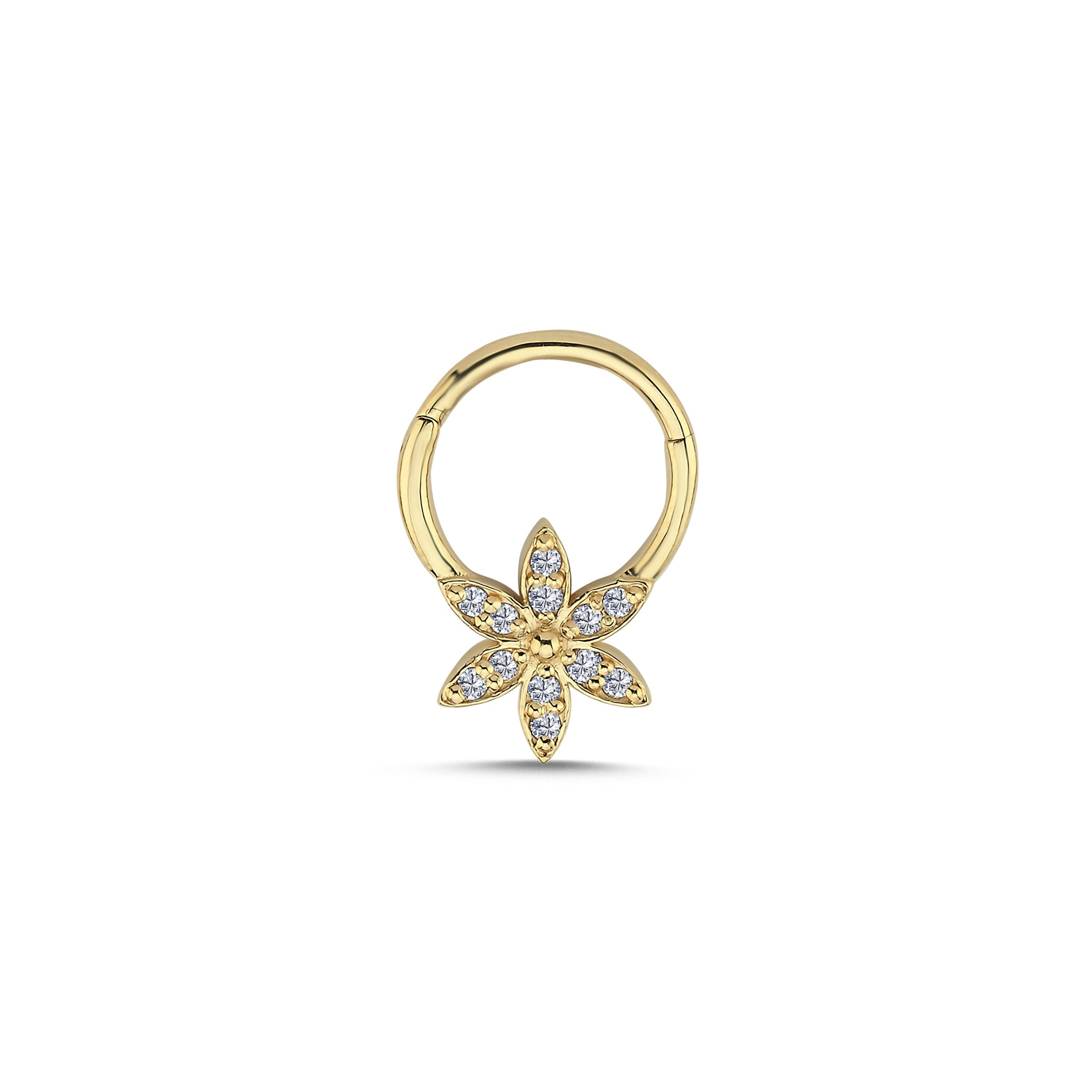Diamond Flower Helix Earring