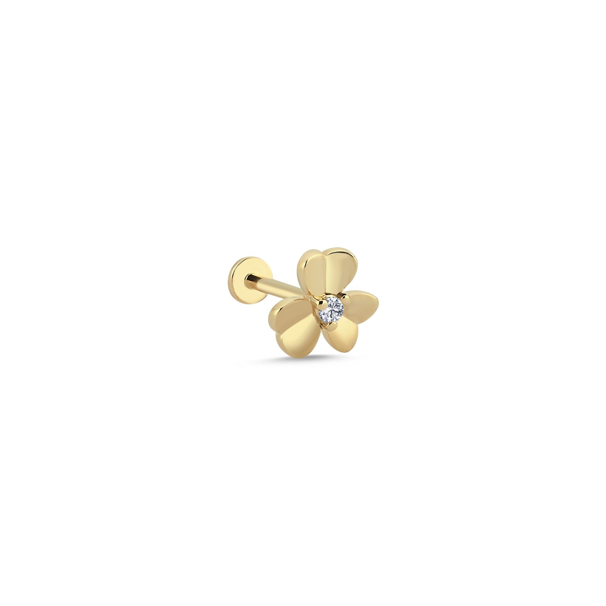 Diamond Flower Leaf Tragus Earring