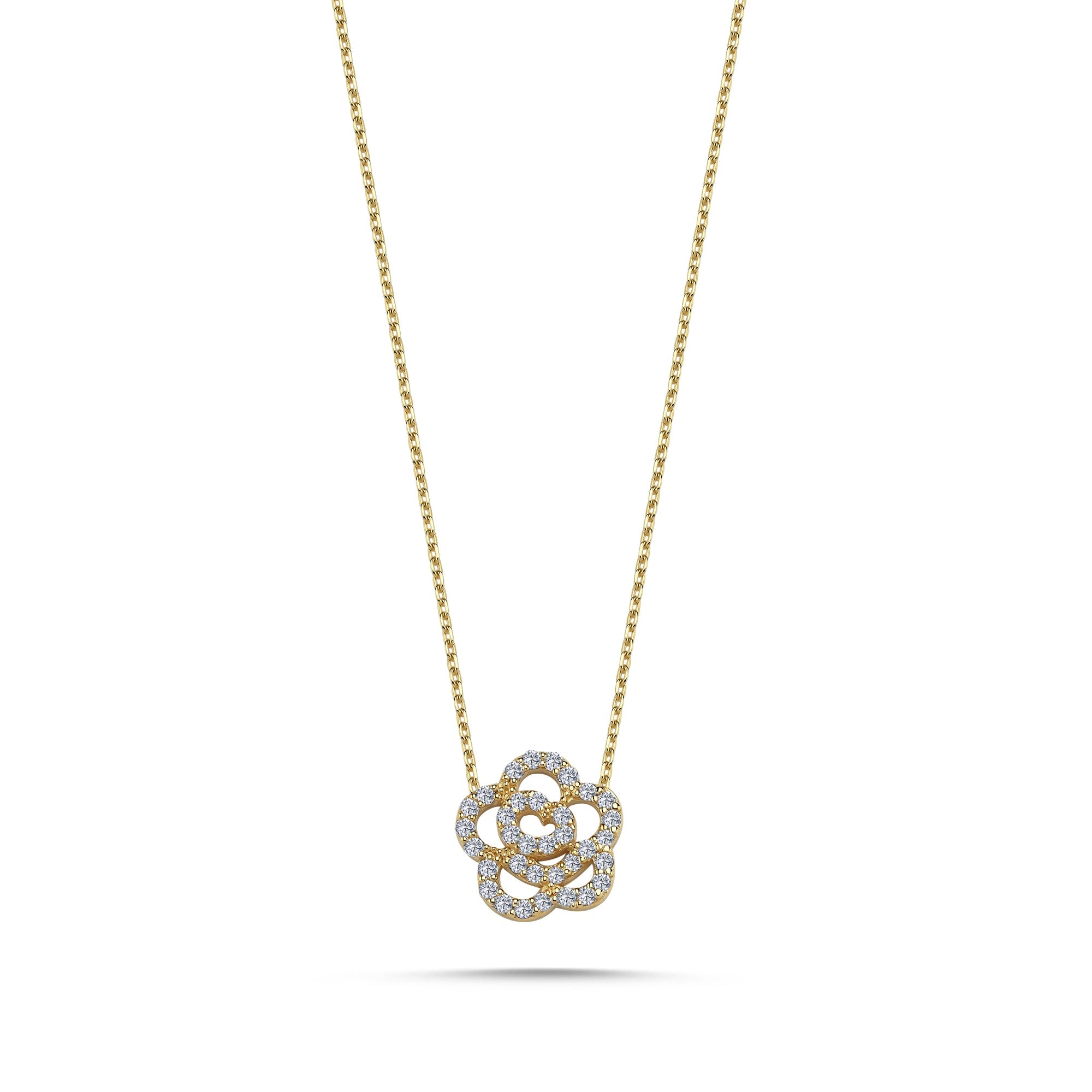 Diamond Flower Necklace in Real Gold