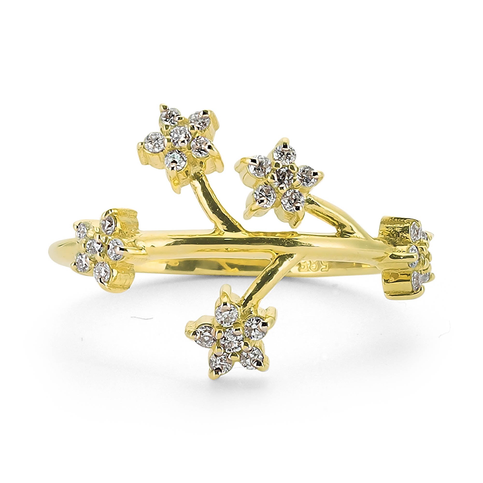 Diamond Flower Statement Ring in Gold for Women