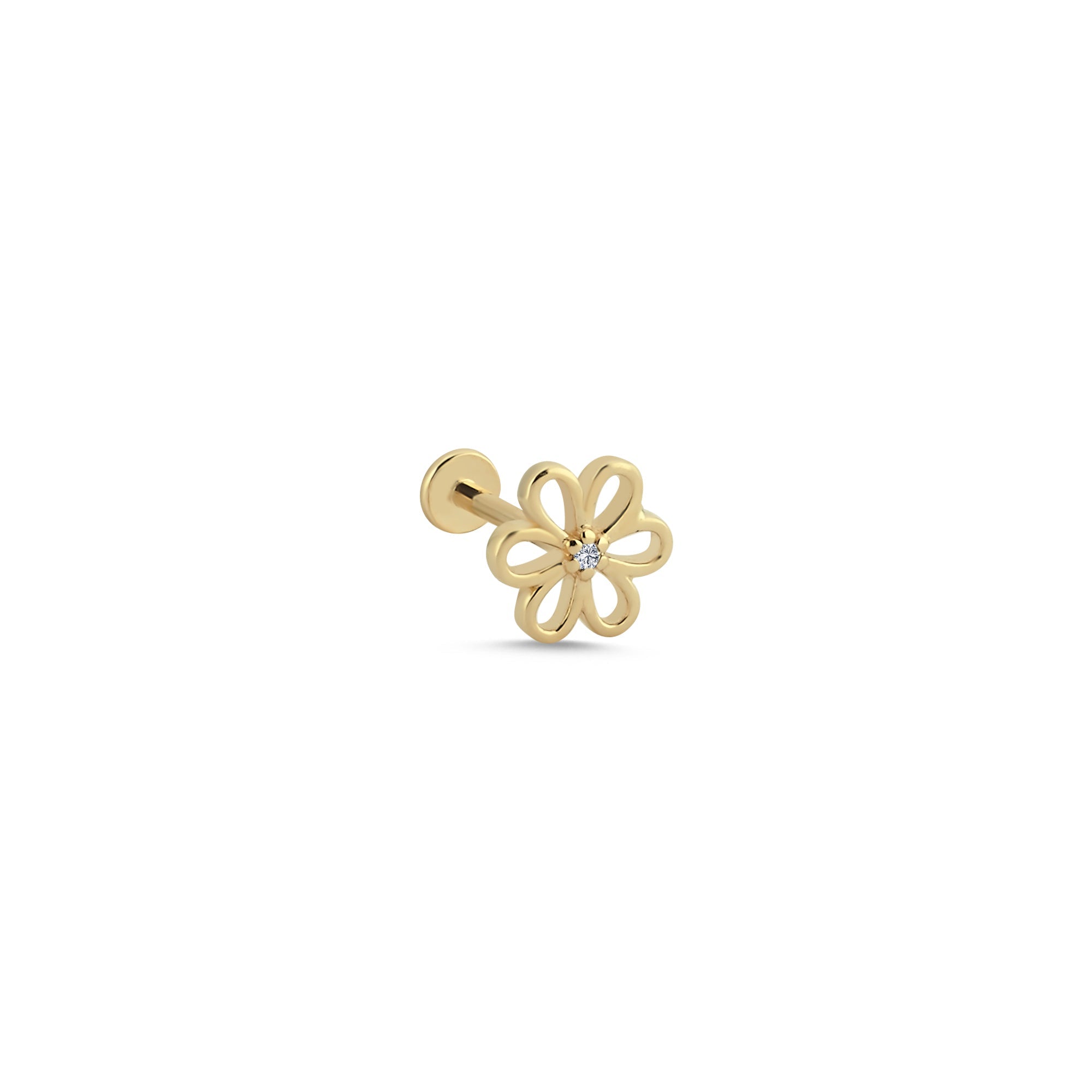 Diamond Flower Tragus Earring