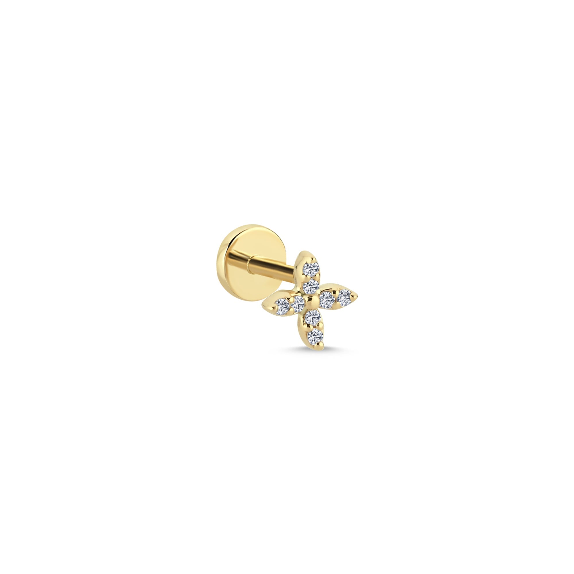 Diamond Four Leaf Tragus Earring