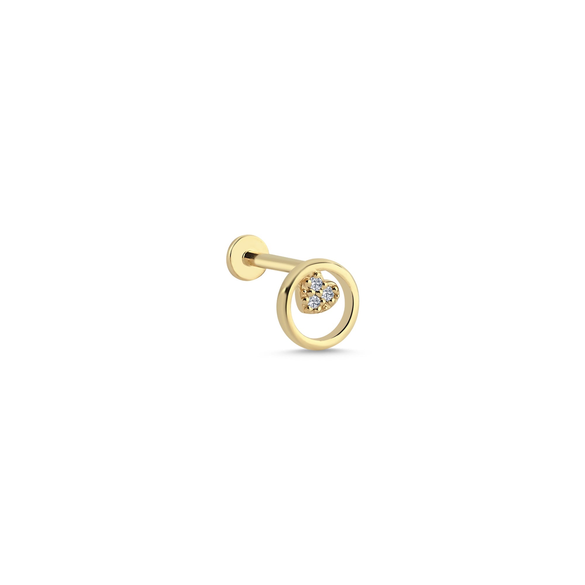 Diamond Heart and Circle Tragus Earring