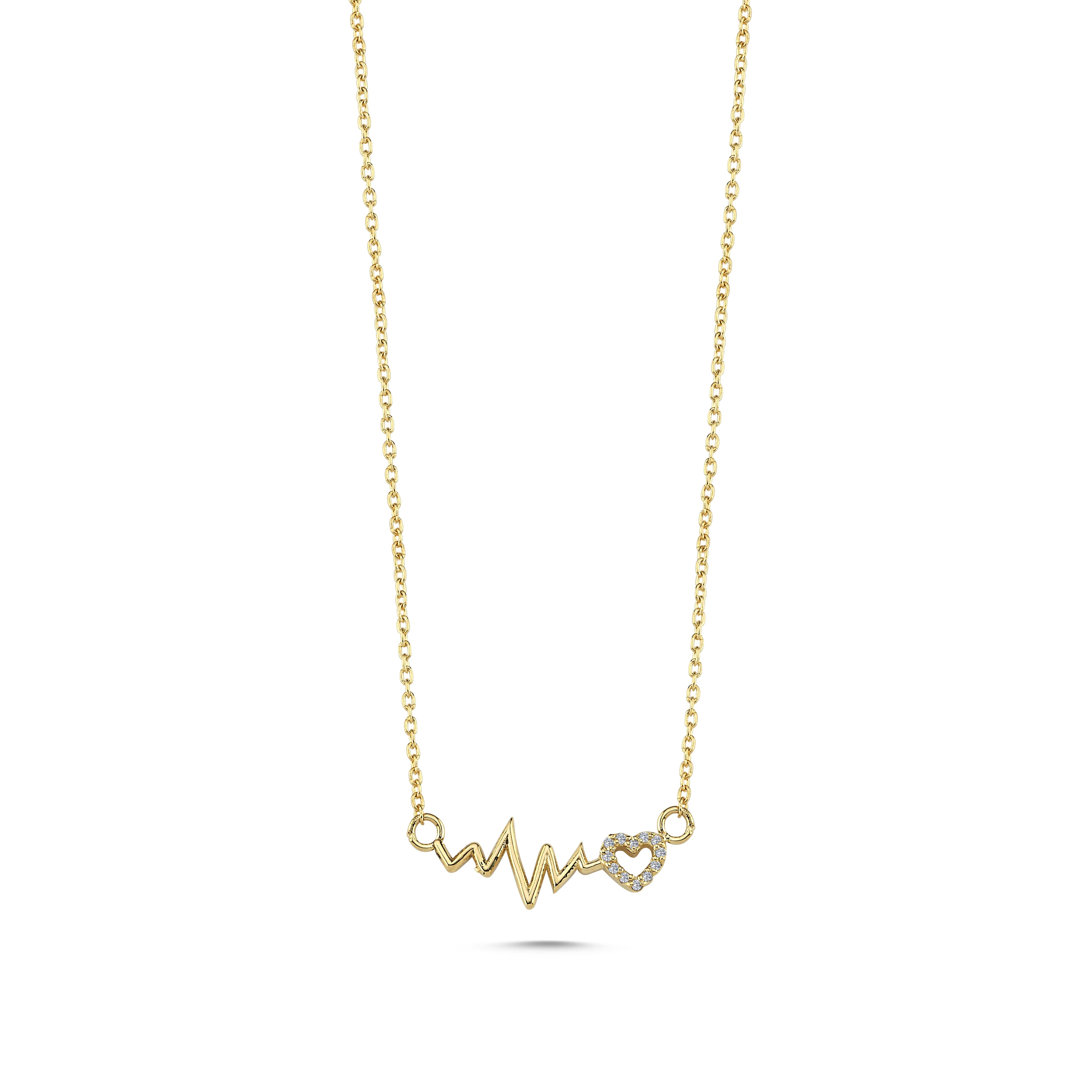 Diamond Heart Beating Necklace in 14k