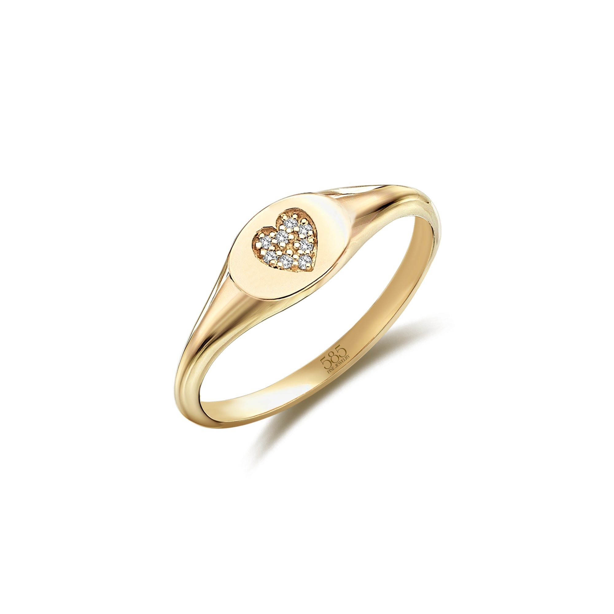 Diamond Heart Signet Ring