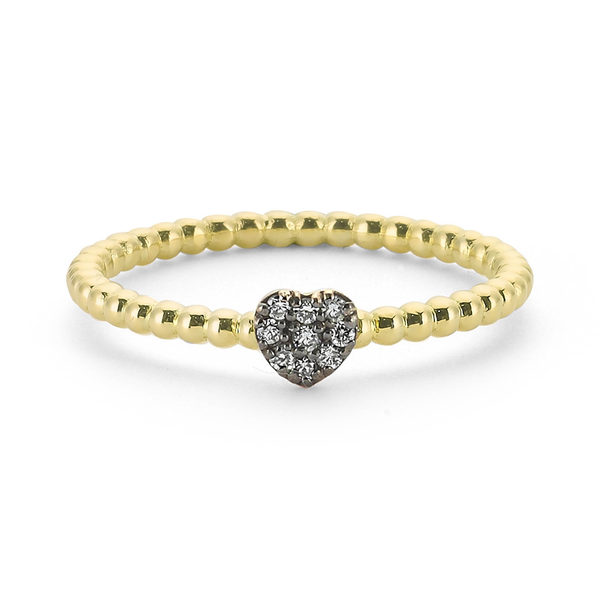 Diamond Heart Stackable Ring with Black Rhodium