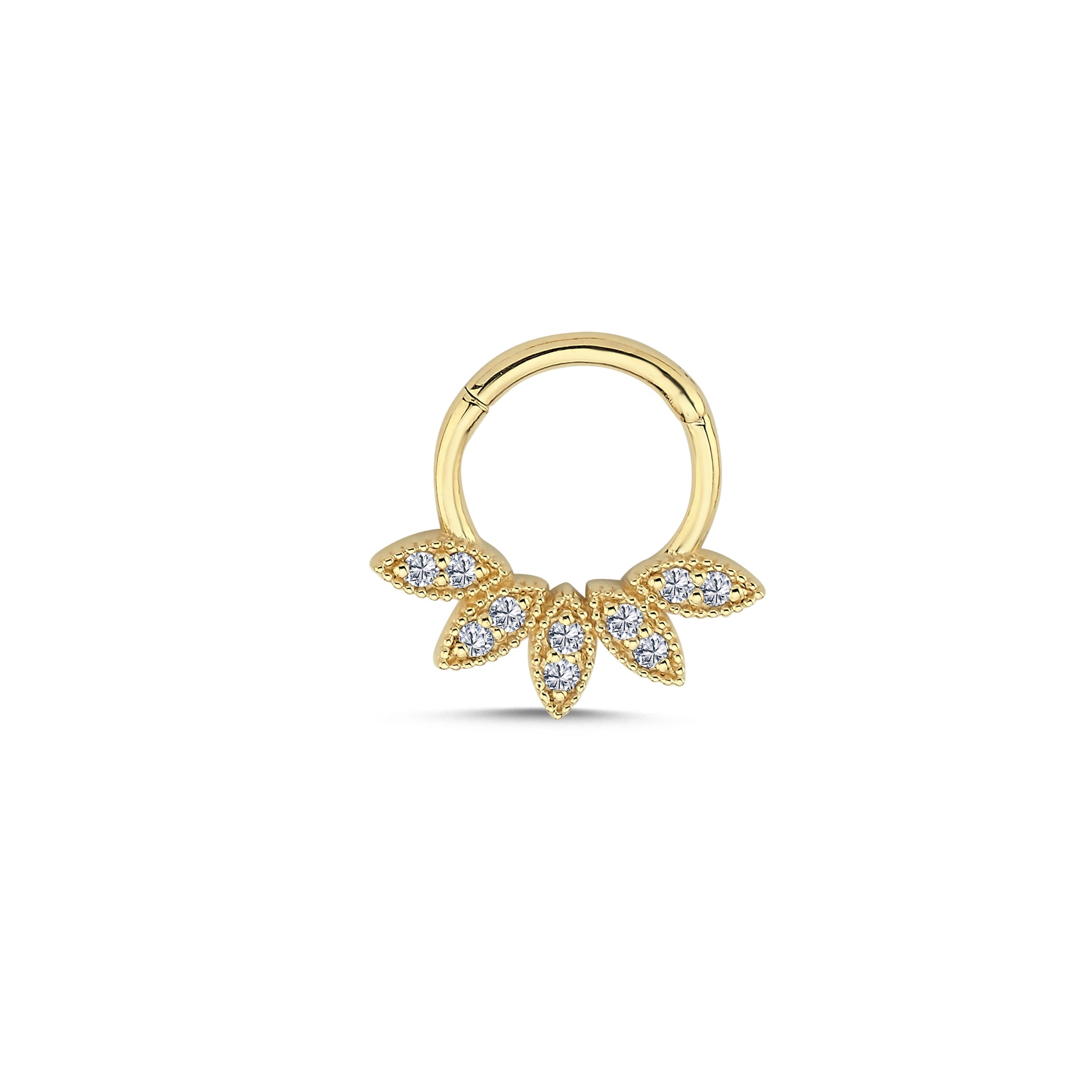 Diamond Leaf Helix Earring in 14k Gold