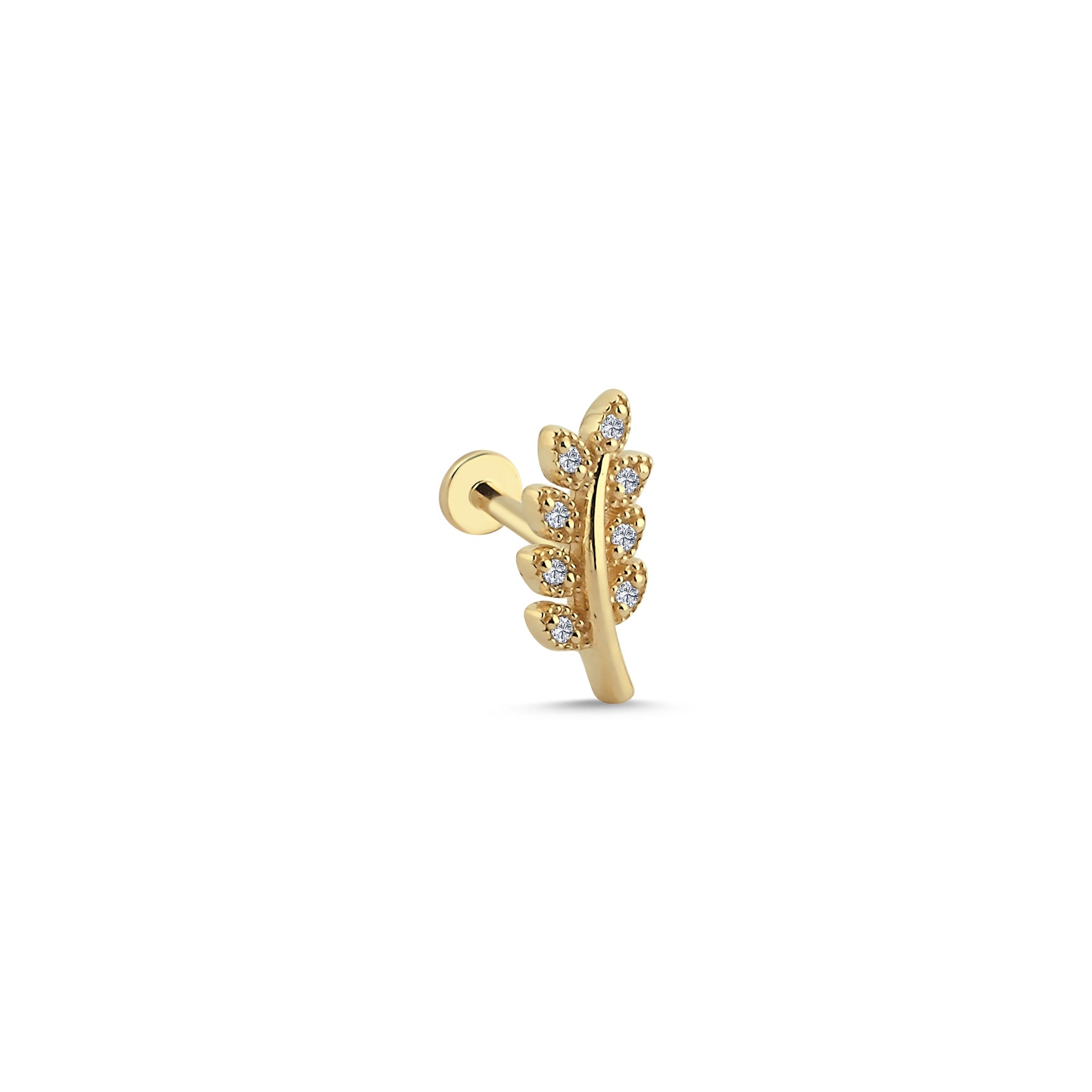 Diamond Leaf Tragus Earring