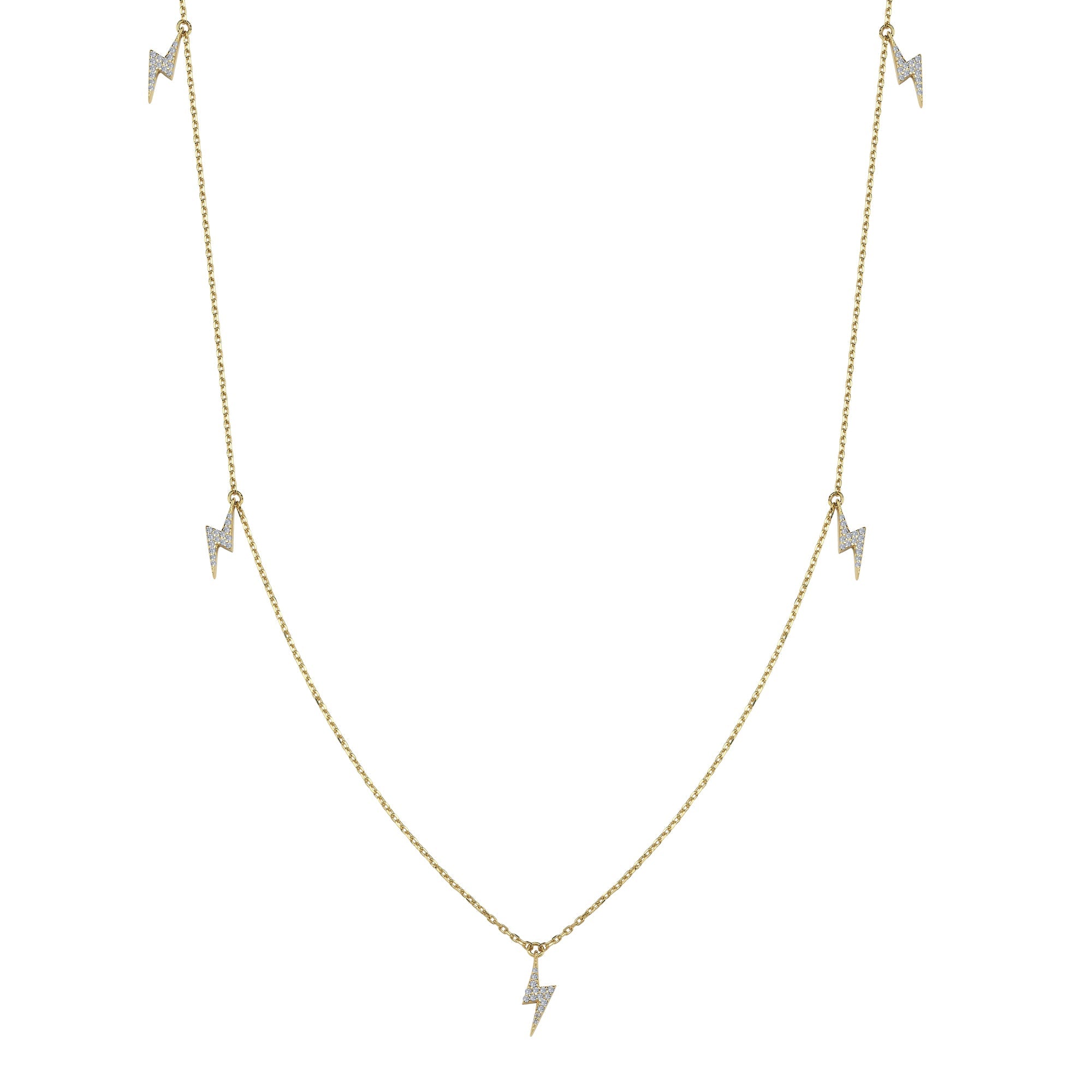Diamond Lightning Necklace with Dangle Charm