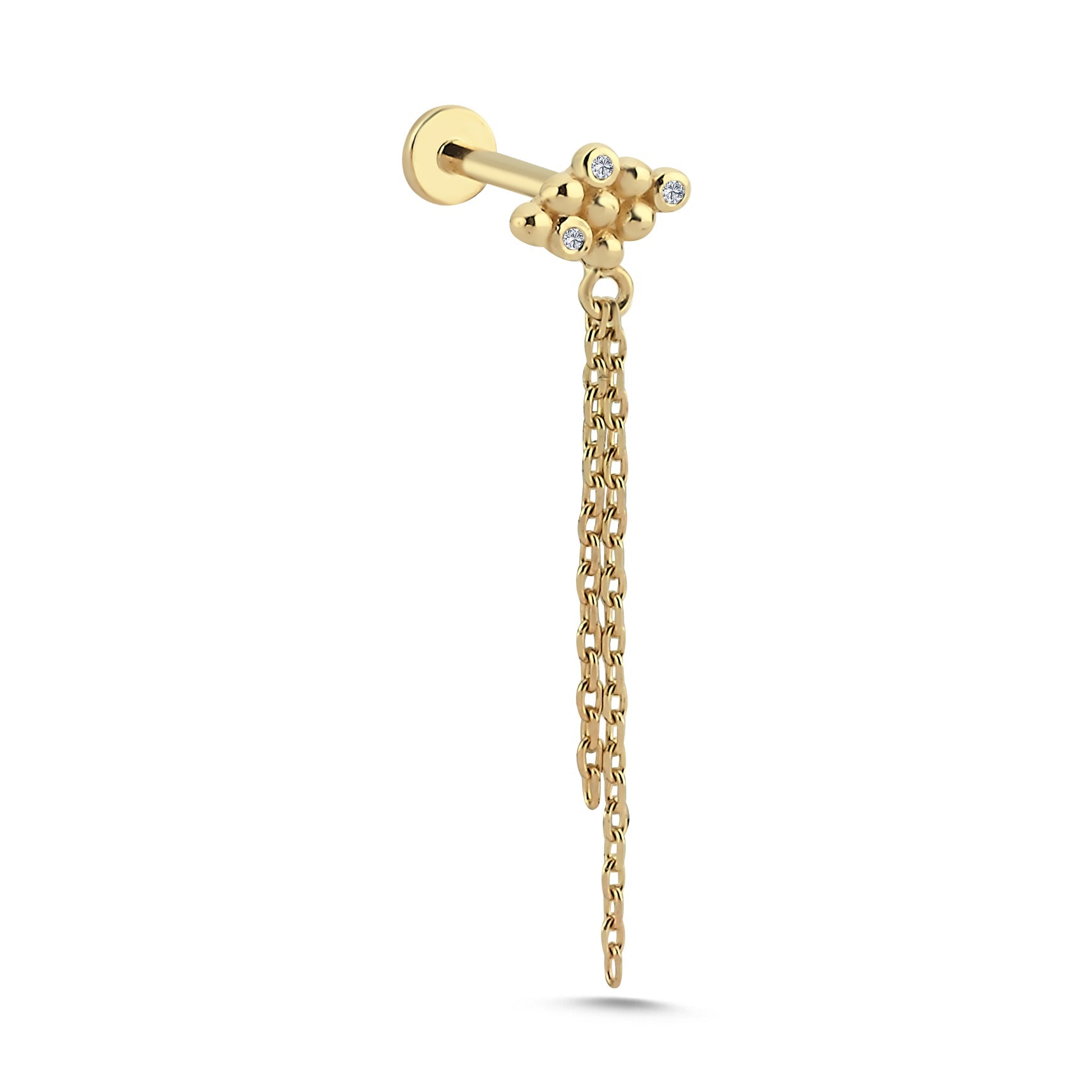 Diamond Long Chain Tragus Earring